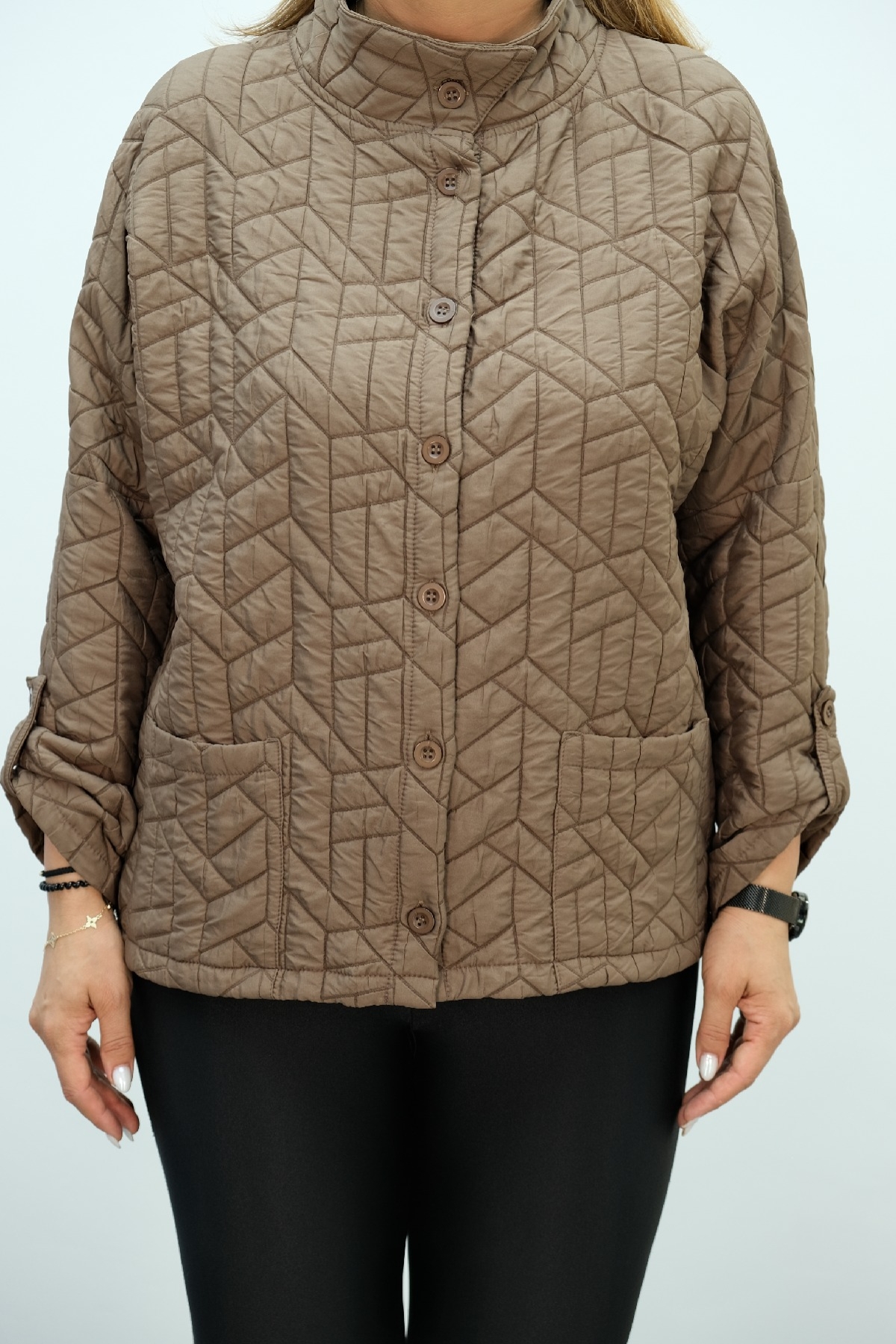 Plus Size Coat-Brown