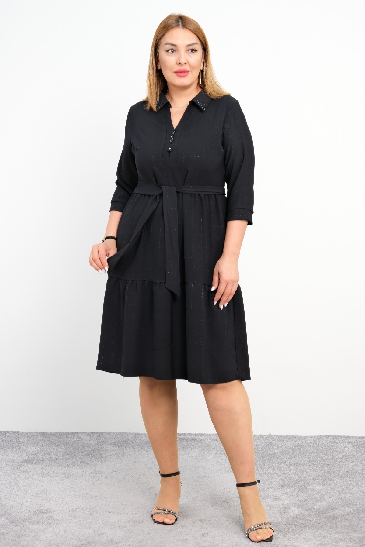 Casual Plus Size Dress-Black