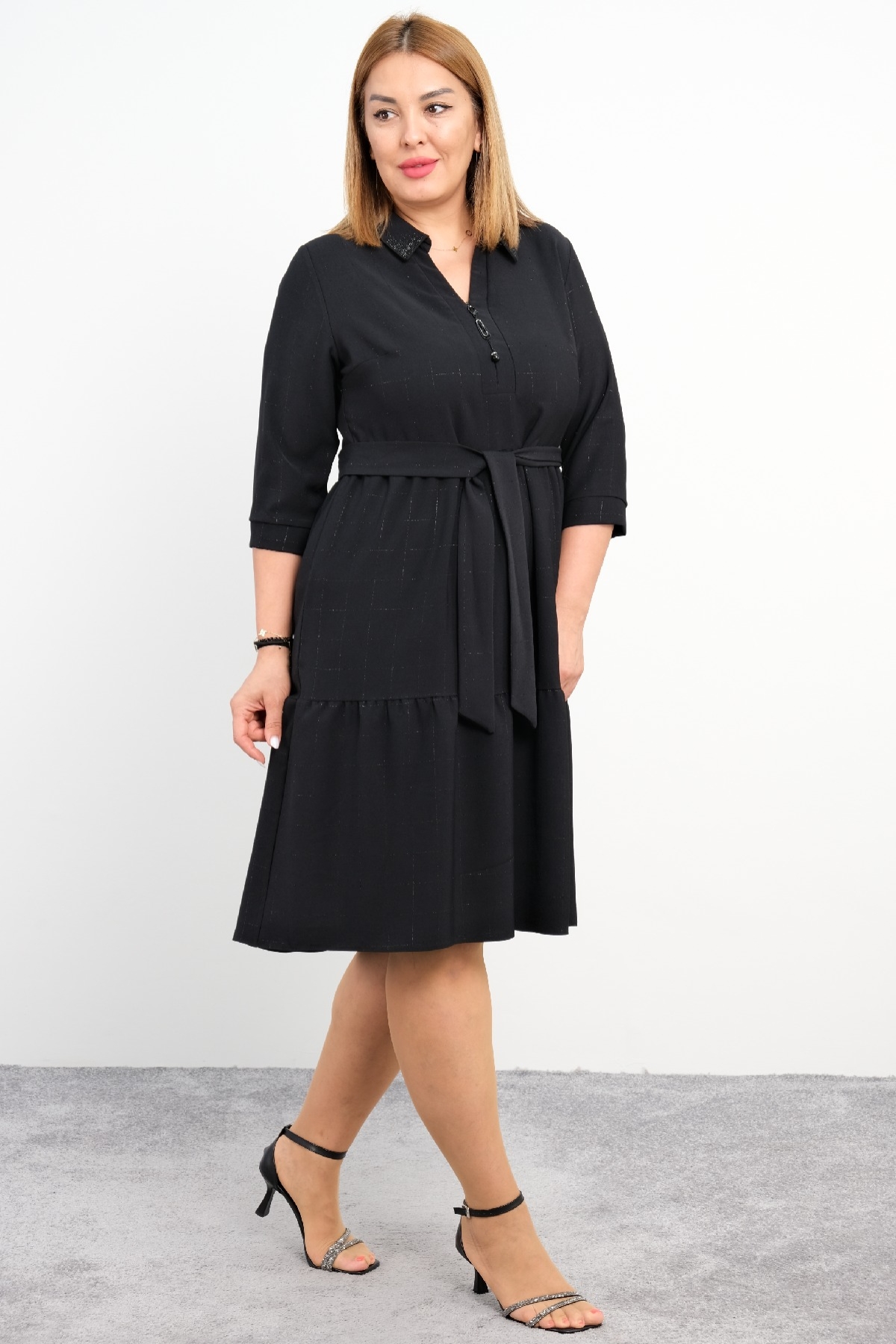 Casual Plus Size Dress-Black