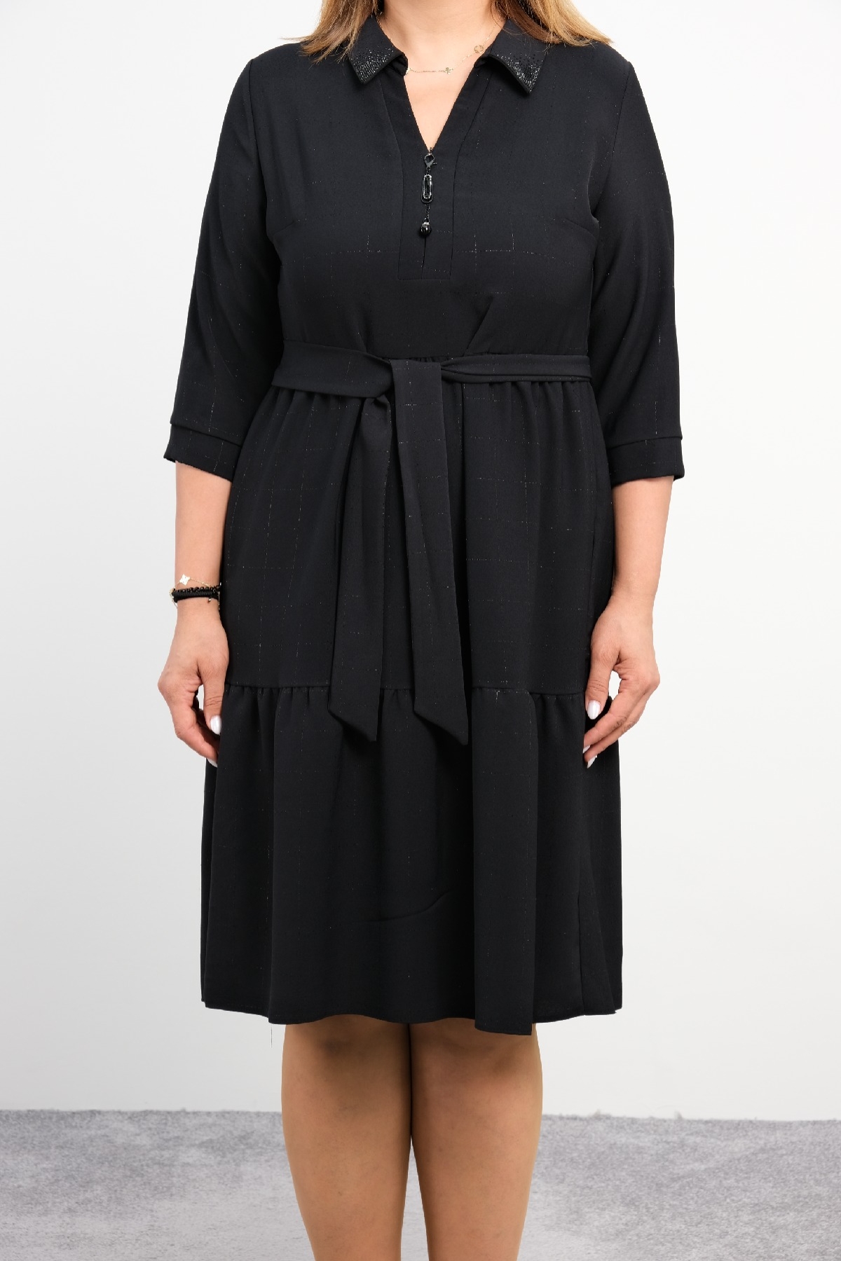 Casual Plus Size Dress-Black