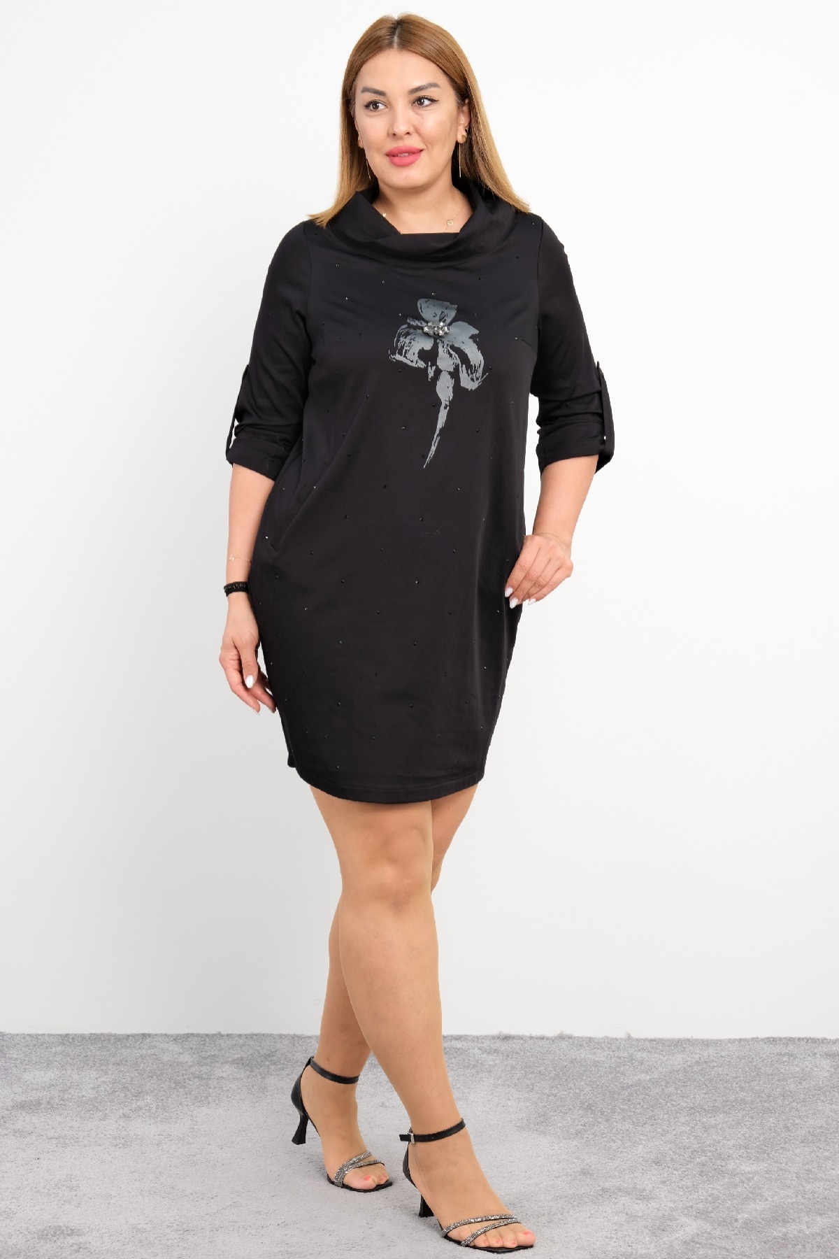 Casual Plus Size Dress-Black