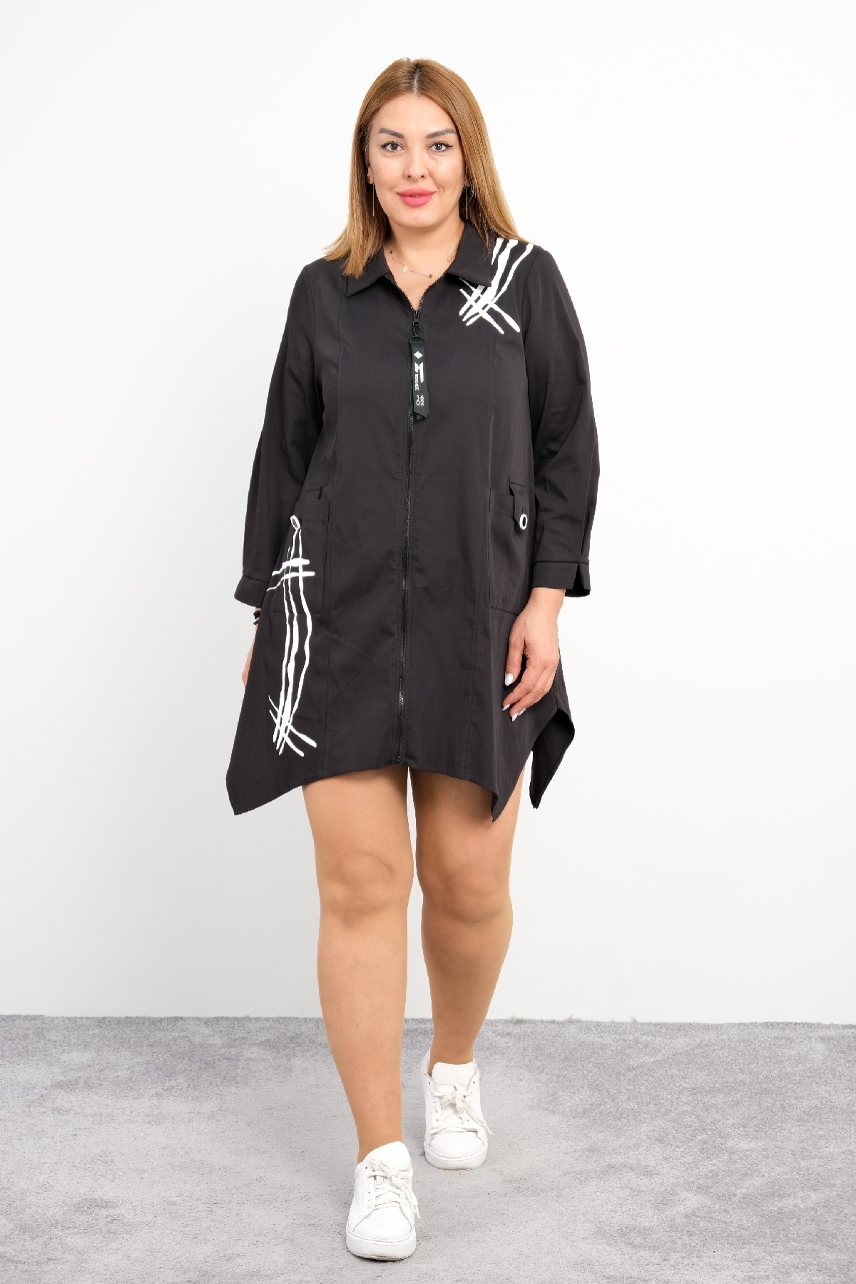 Casual Plus Size Dress-Black