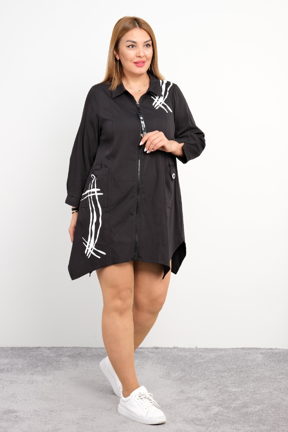 Casual Plus Size Dress-Black