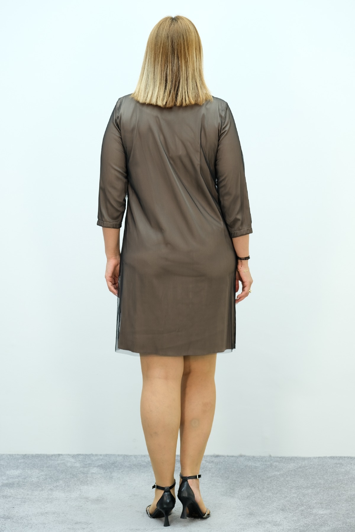 Casual Plus Size Dress-Brown