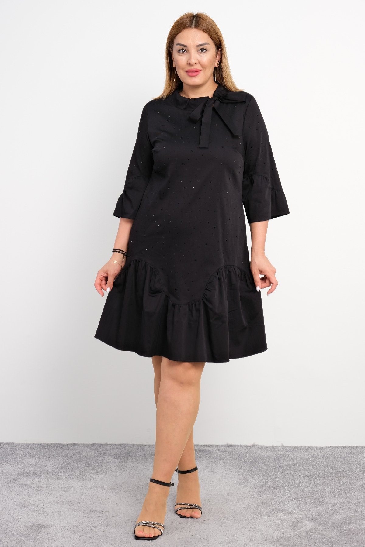 Casual Plus Size Dress-Black