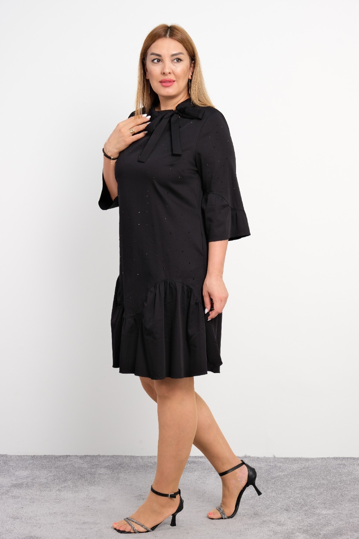 Casual Plus Size Dress-Black