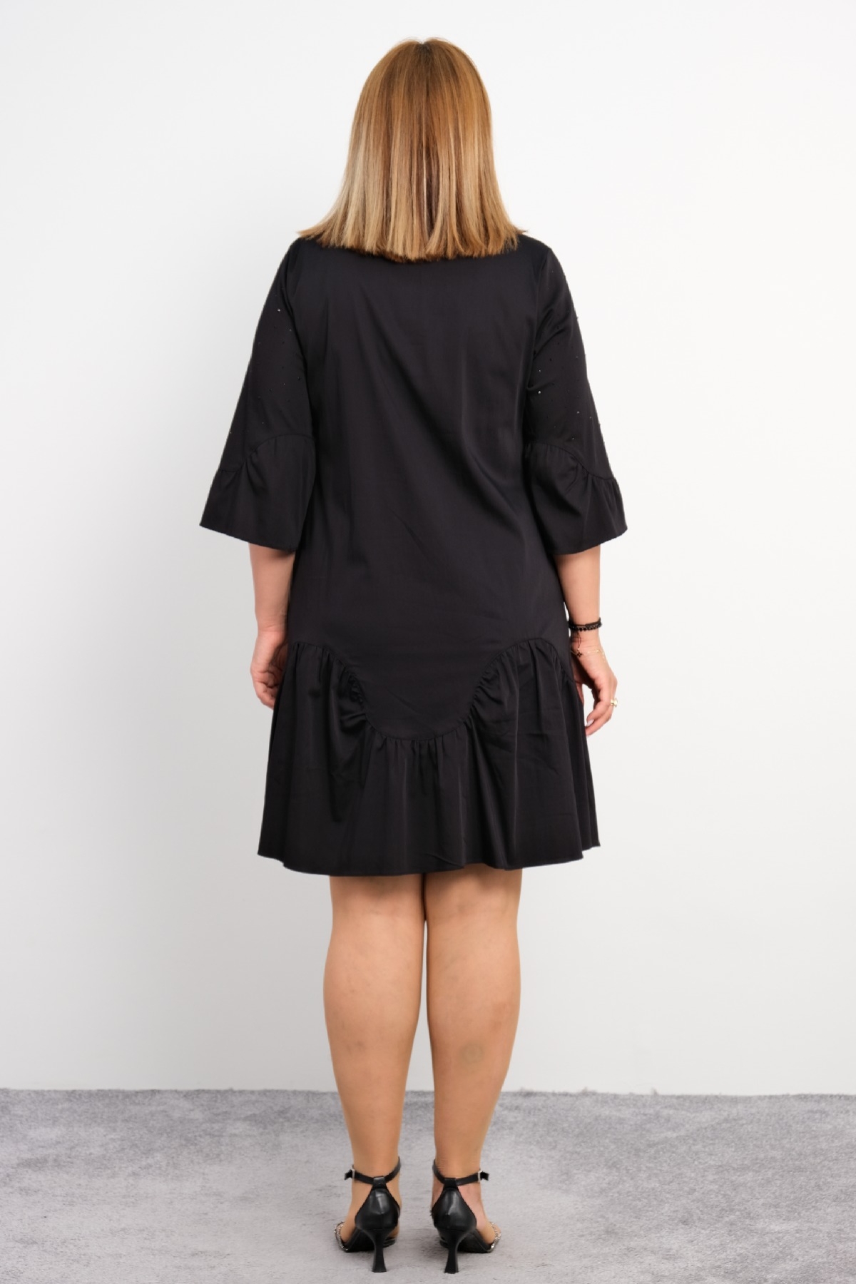 Casual Plus Size Dress-Black