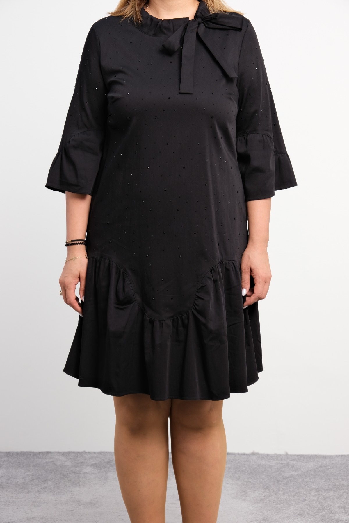 Casual Plus Size Dress-Black