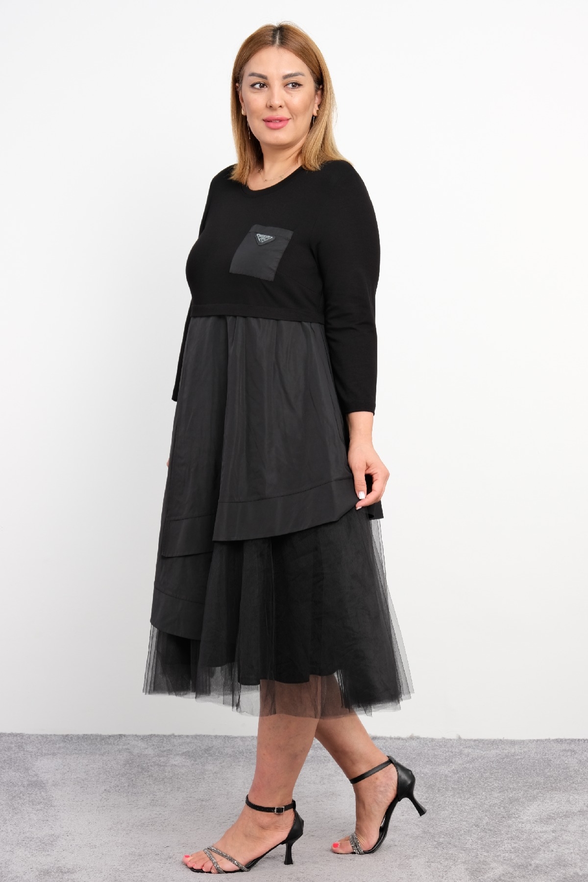 Casual Plus Size Dress-Black