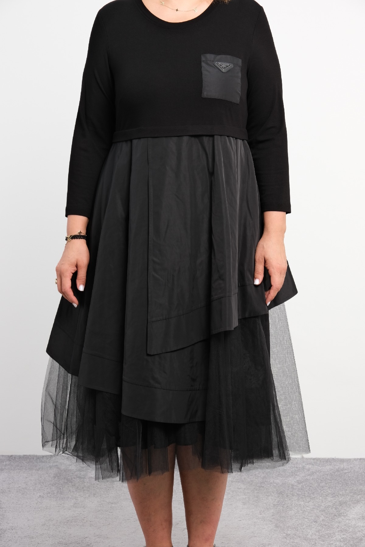 Casual Plus Size Dress-Black