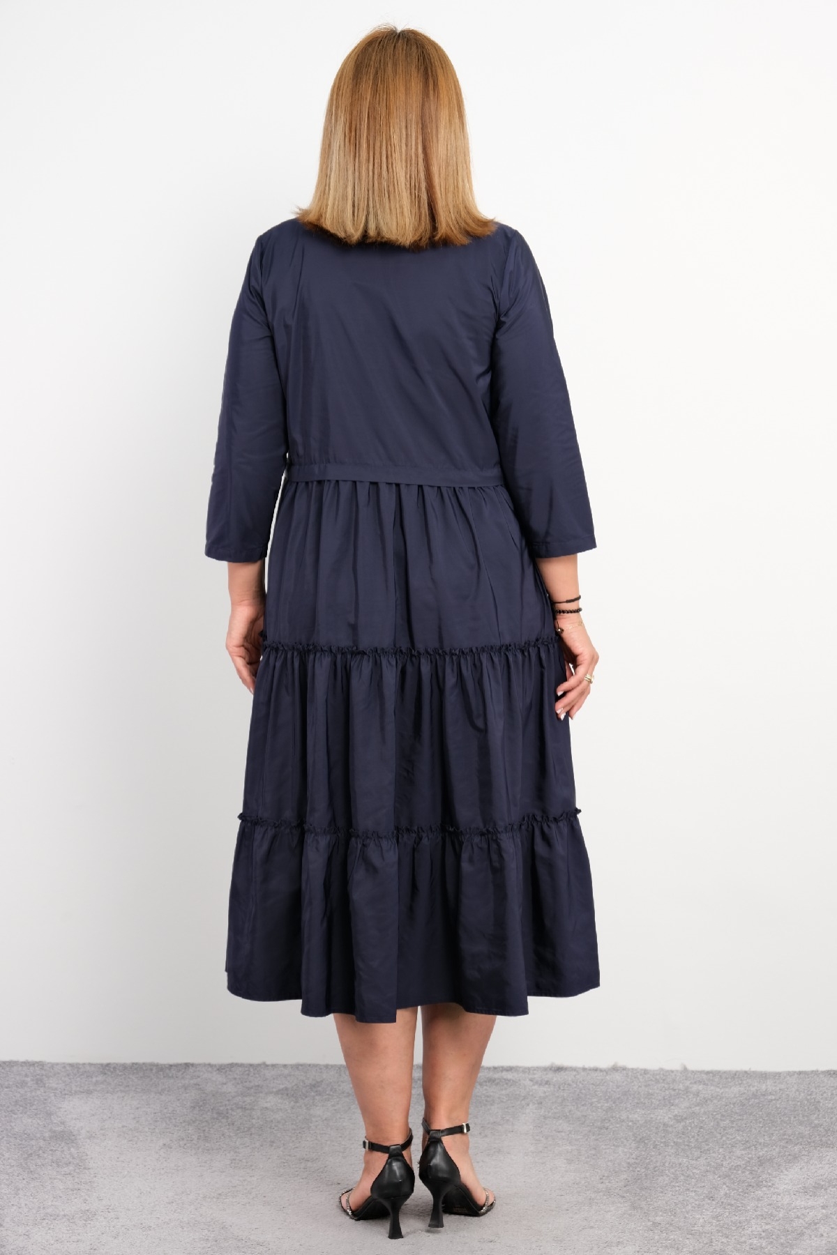 Casual Plus Size Dress-Dark Blue