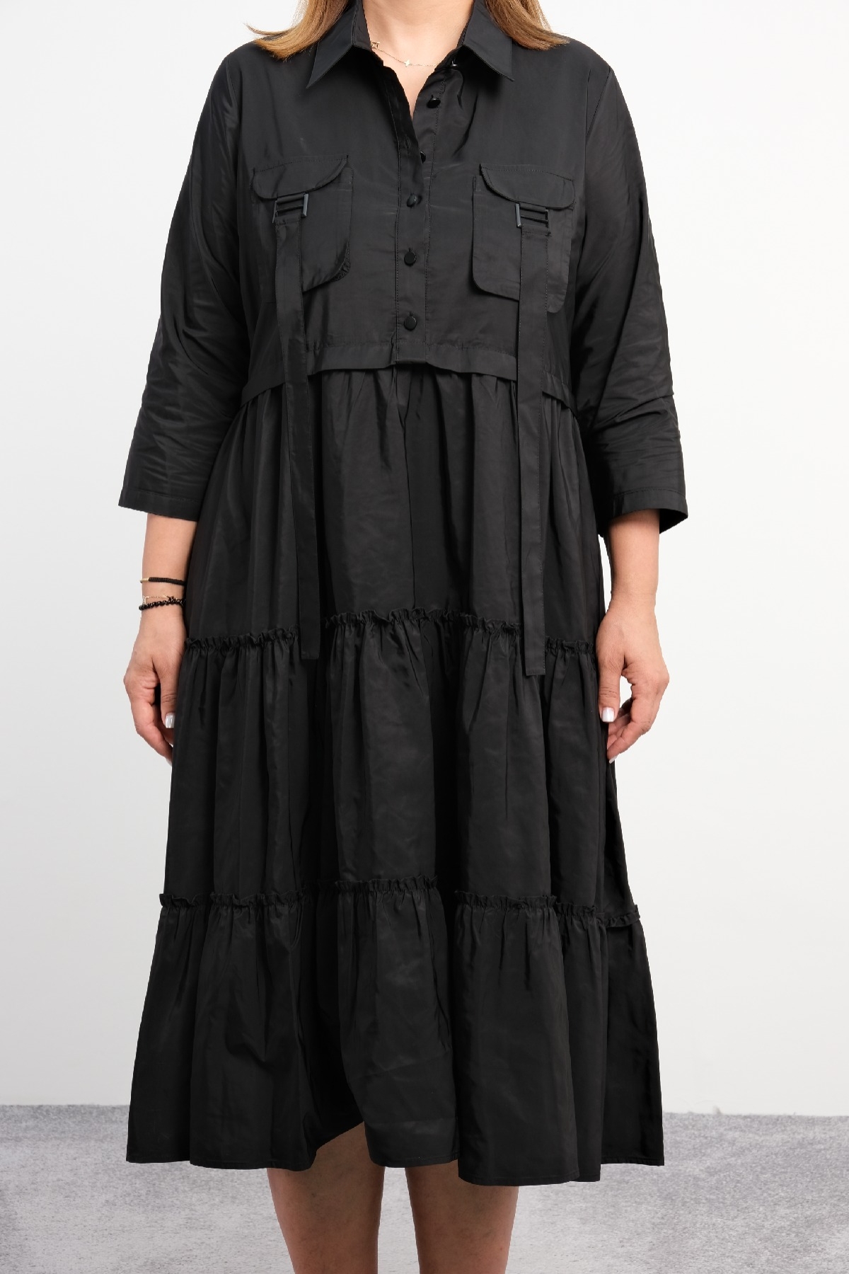 Casual Plus Size Dress-Black