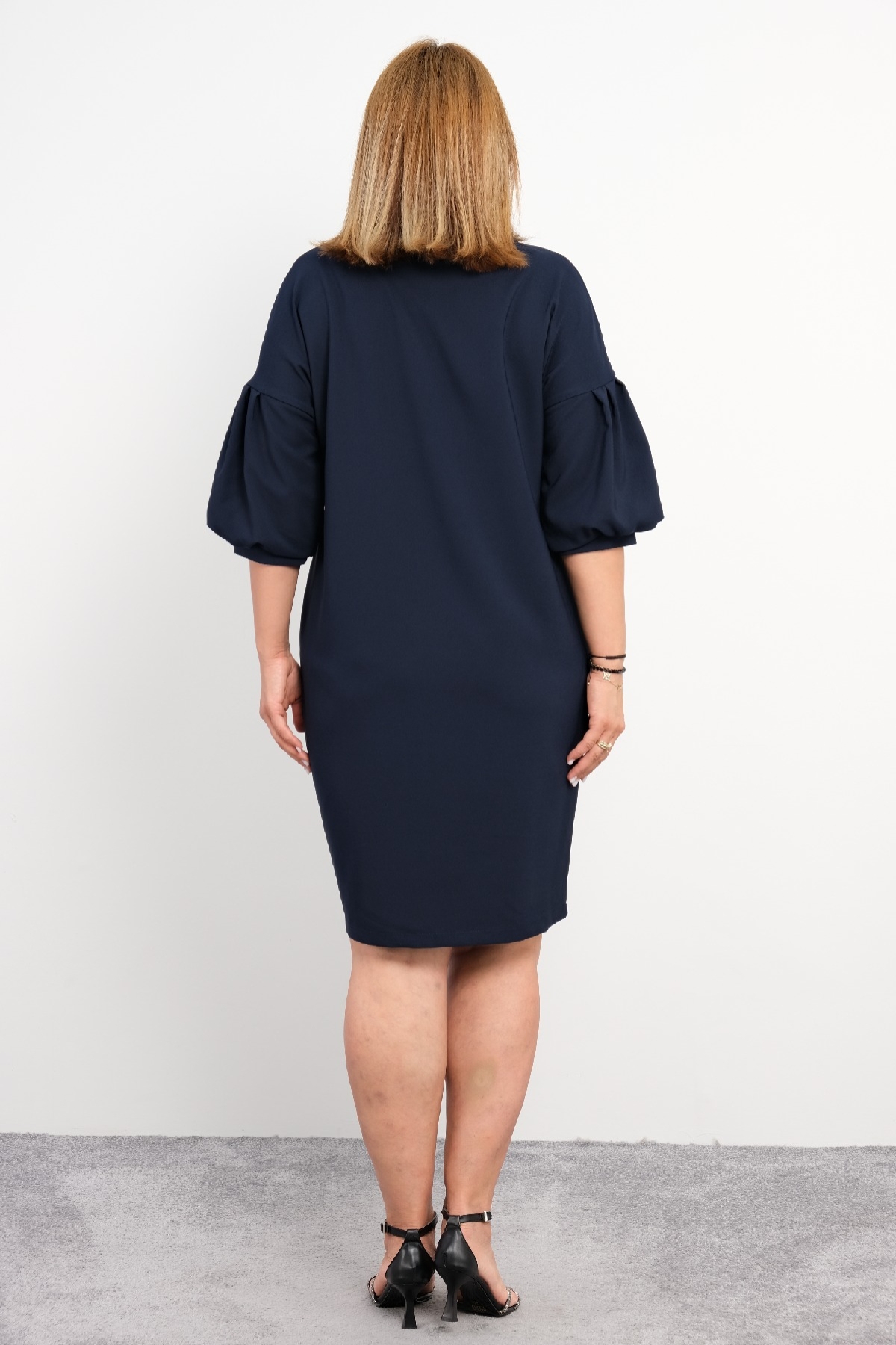 Casual Plus Size Dress-Dark Blue