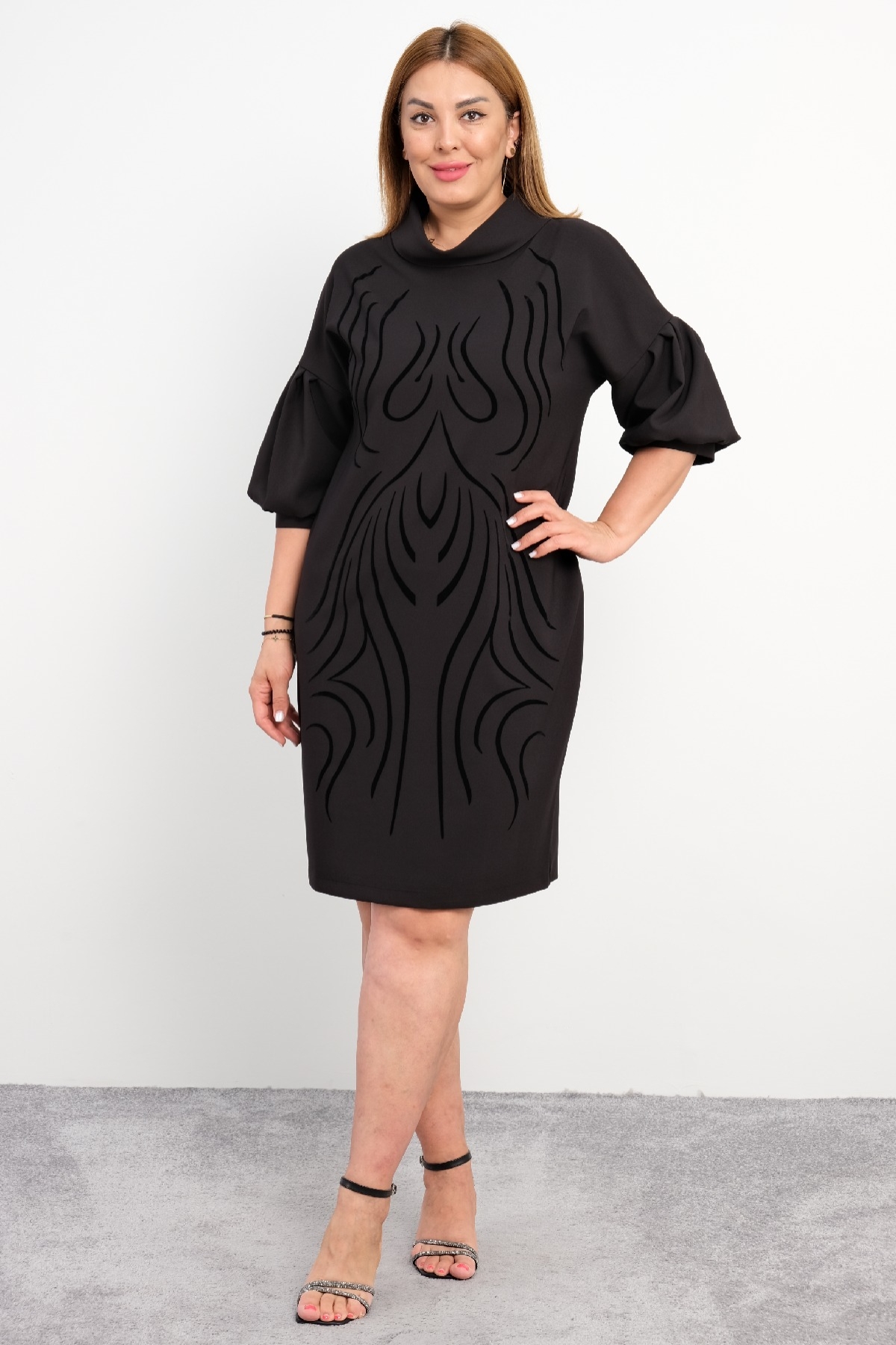 Casual Plus Size Dress-Black