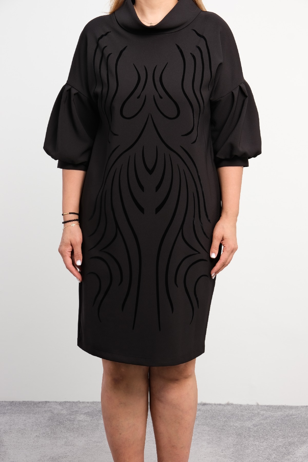 Casual Plus Size Dress-Black