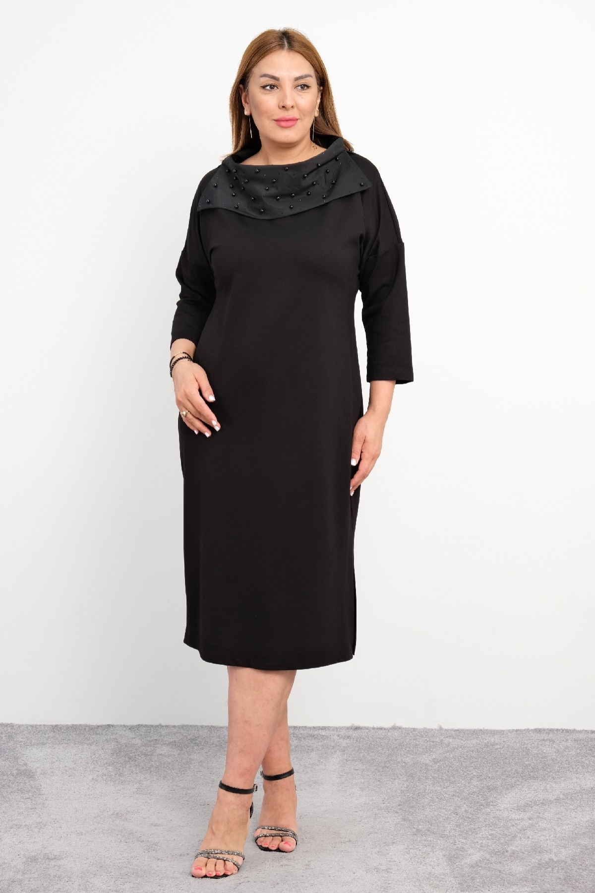 Casual Plus Size Dress-Black