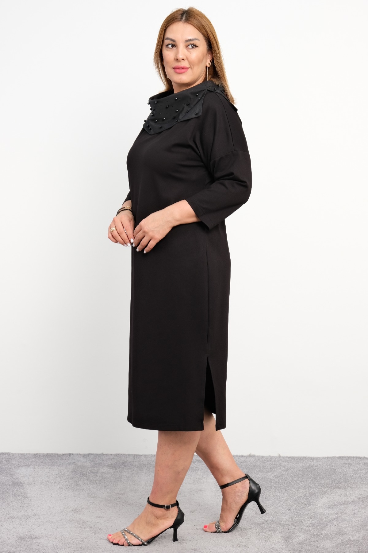 Casual Plus Size Dress-Black