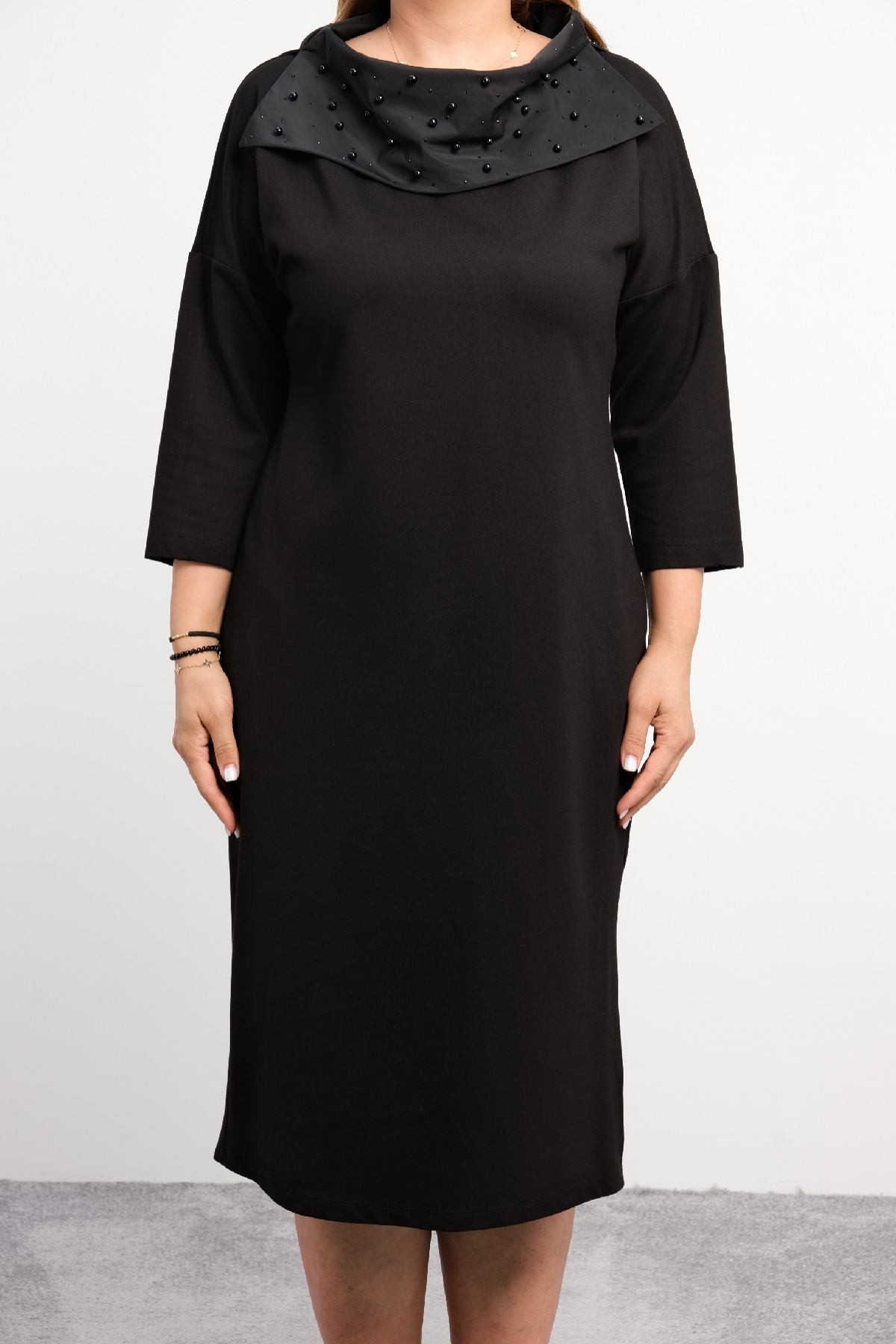 Casual Plus Size Dress-Black