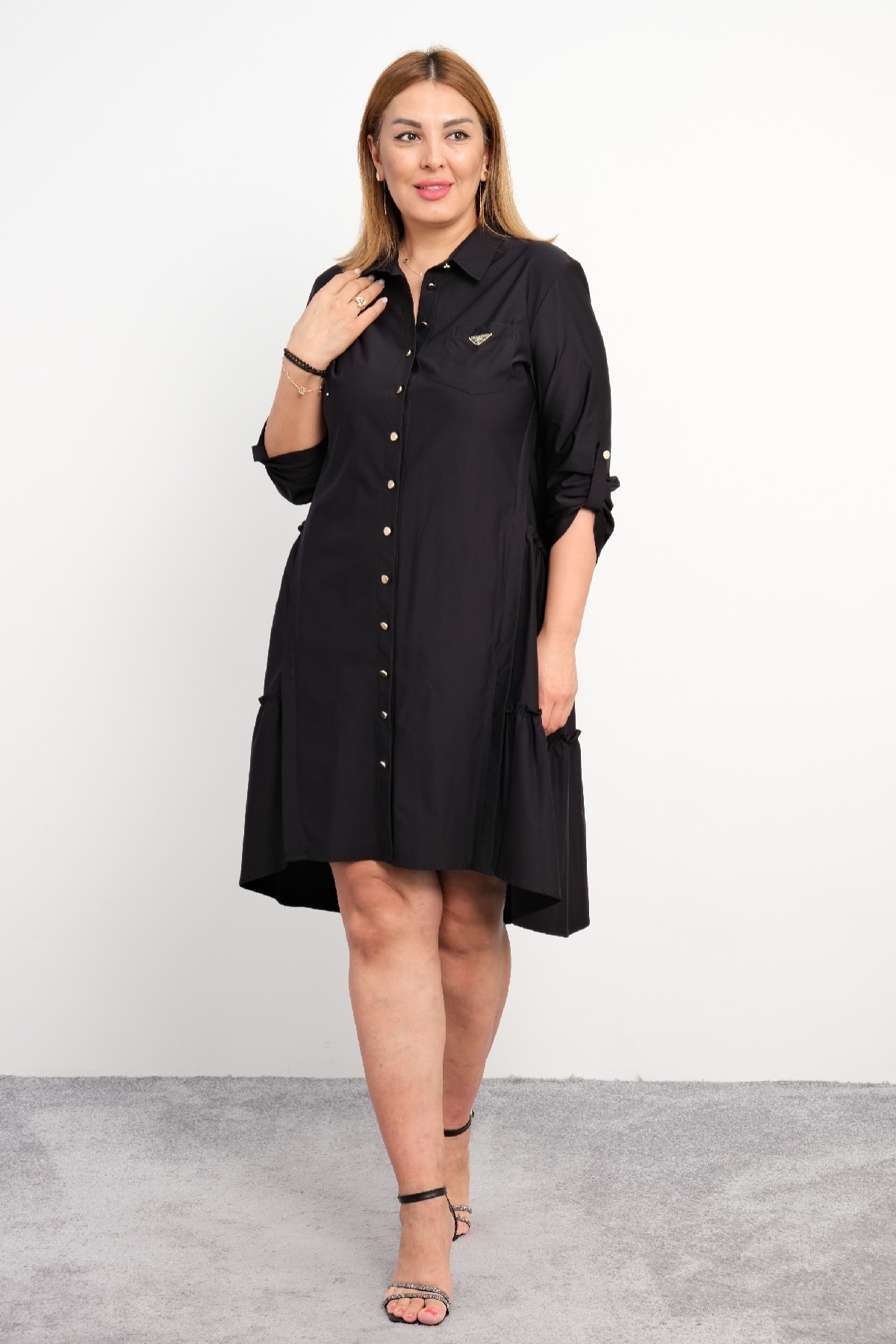 Casual Plus Size Dress-Black