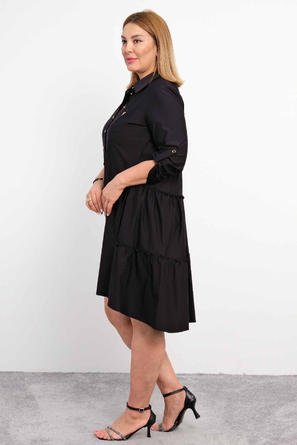 Casual Plus Size Dress-Black