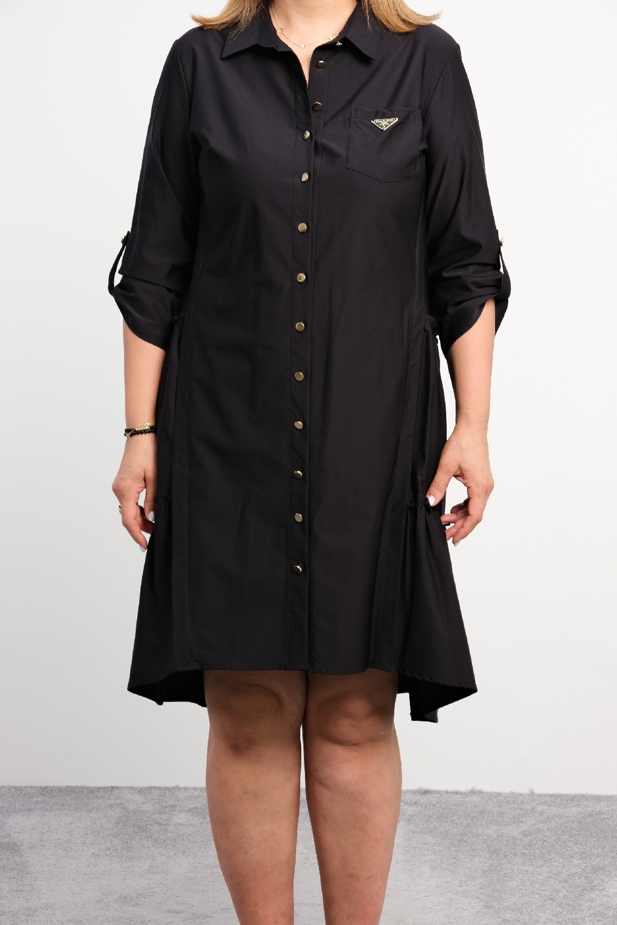 Casual Plus Size Dress-Black