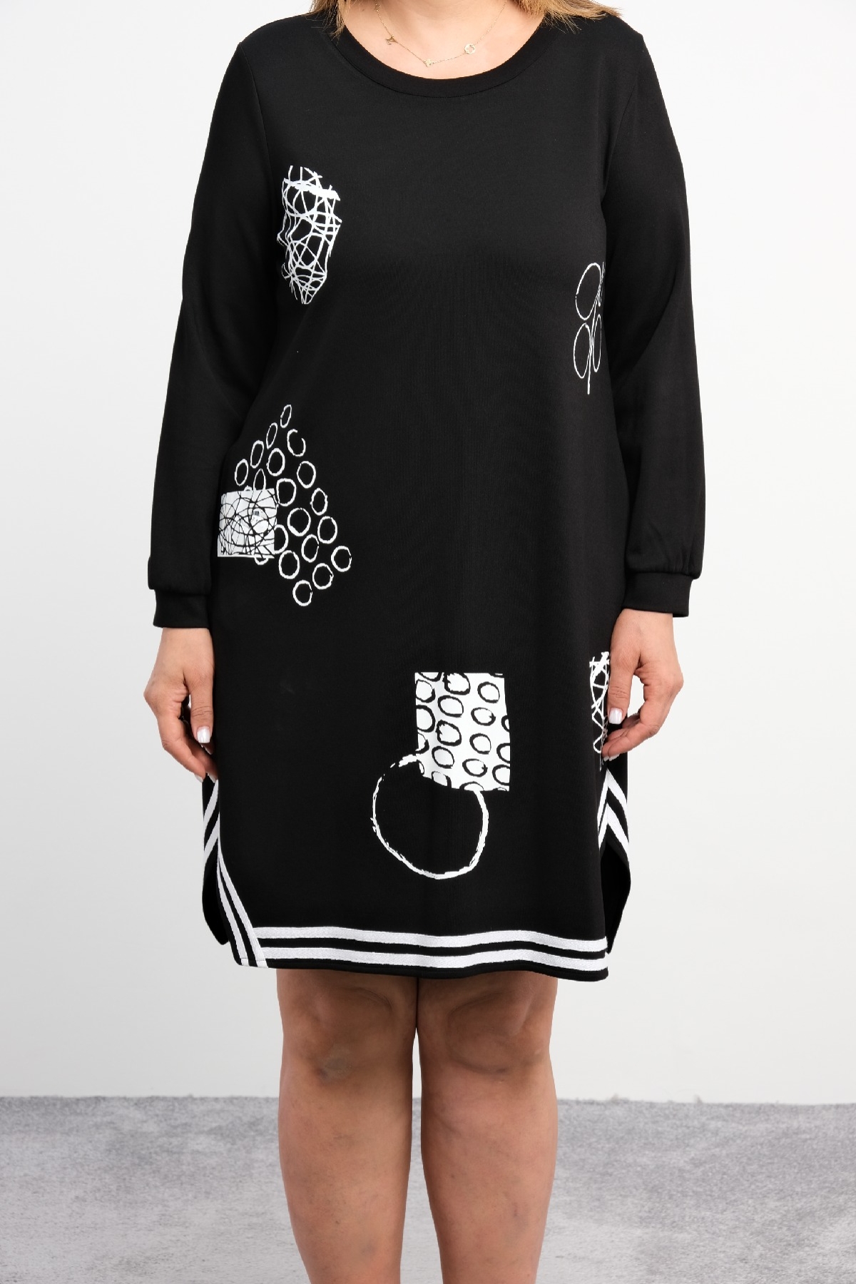 Casual Plus Size Dress-Black