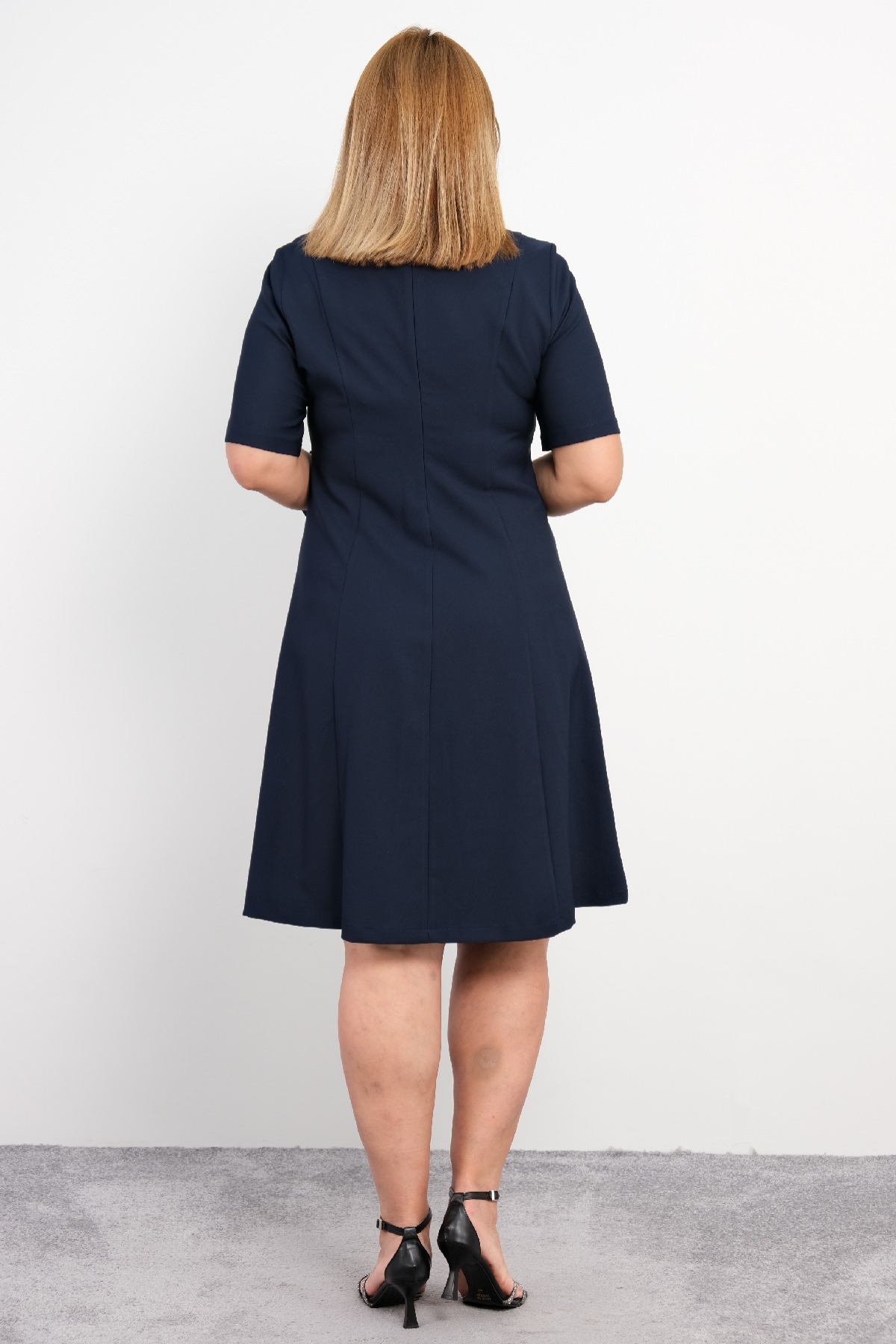 Casual Plus Size Dress-Dark Blue