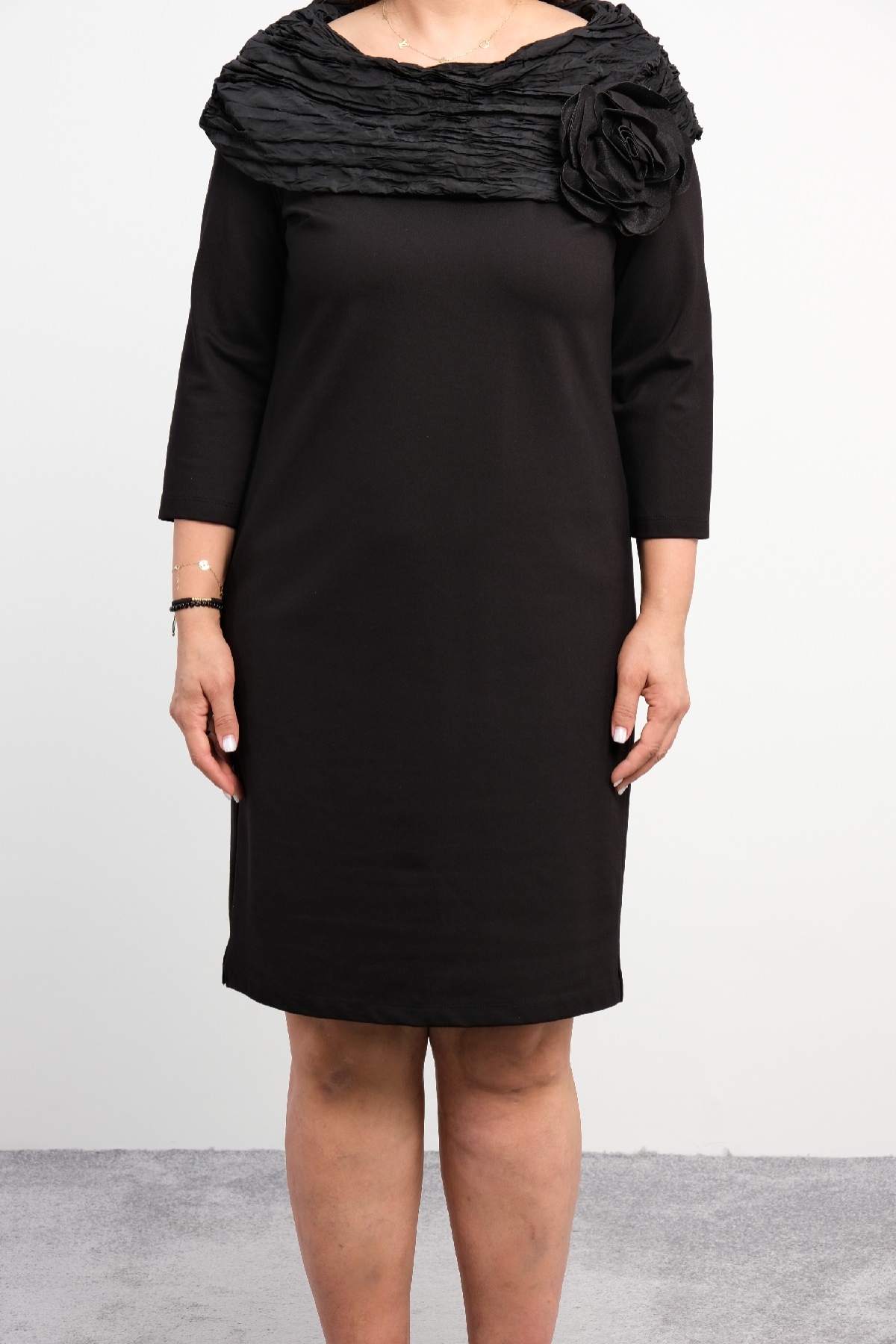 Casual Plus Size Dress-Black