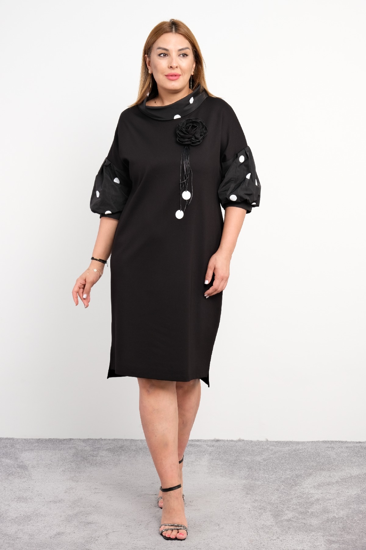 Casual Plus Size Dress-Black