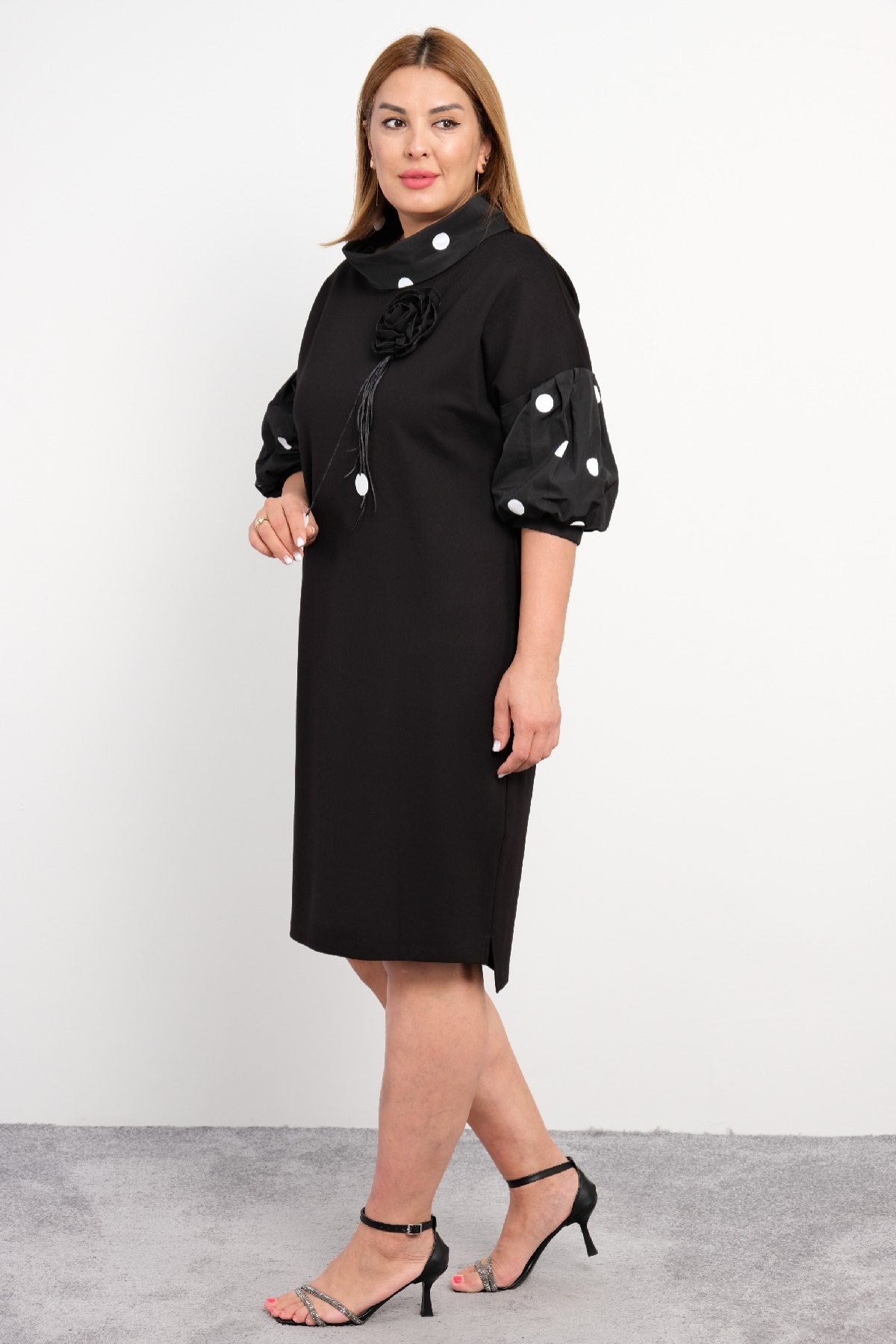 Casual Plus Size Dress-Black