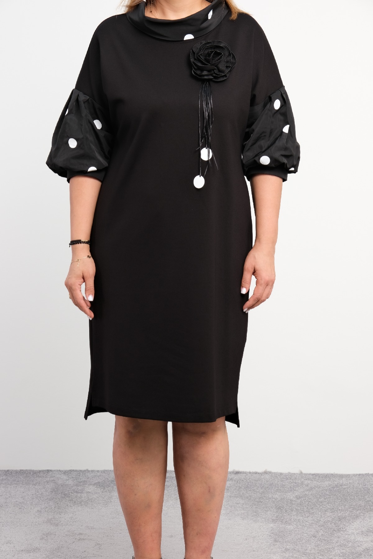 Casual Plus Size Dress-Black