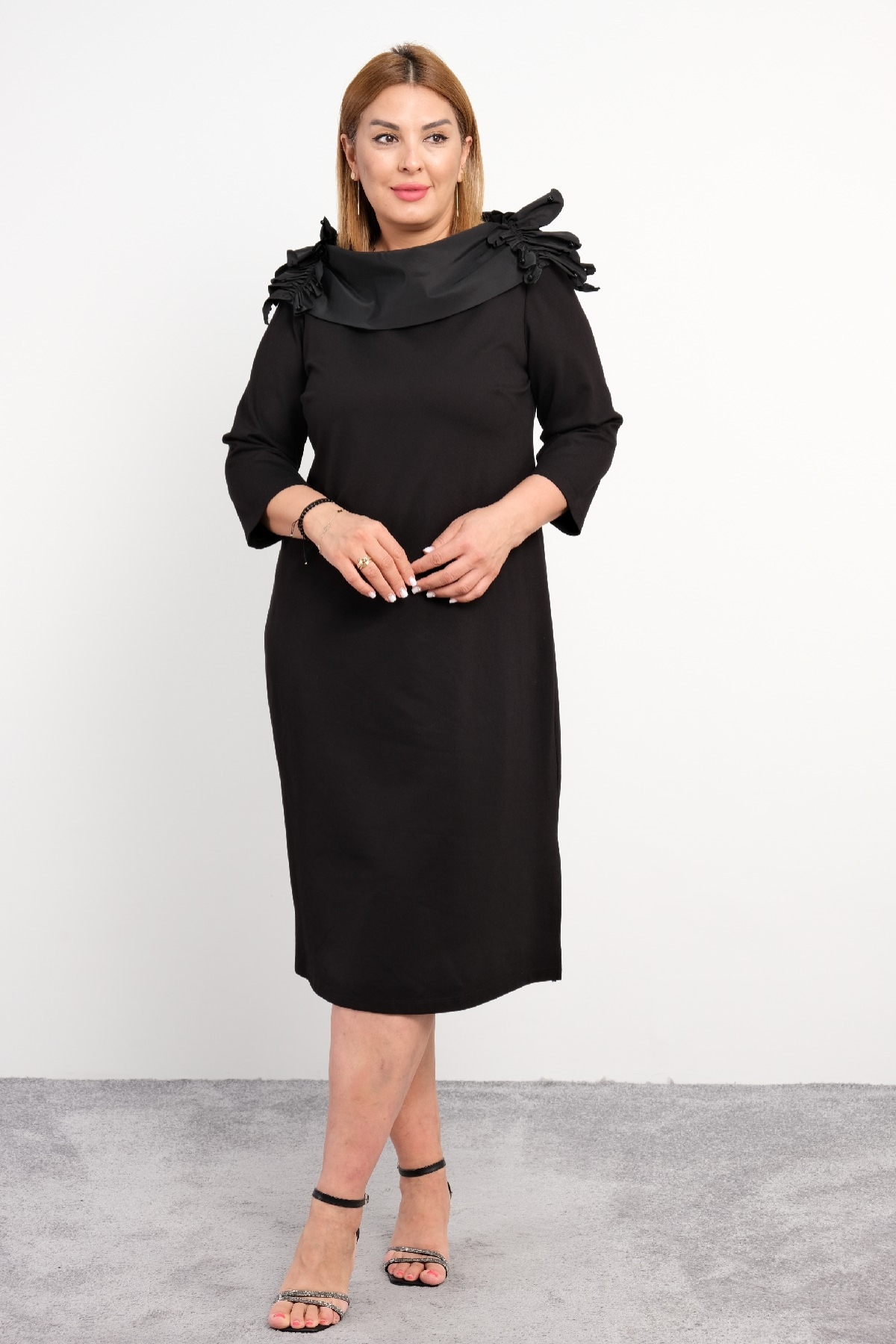 Casual Plus Size Dress-Black