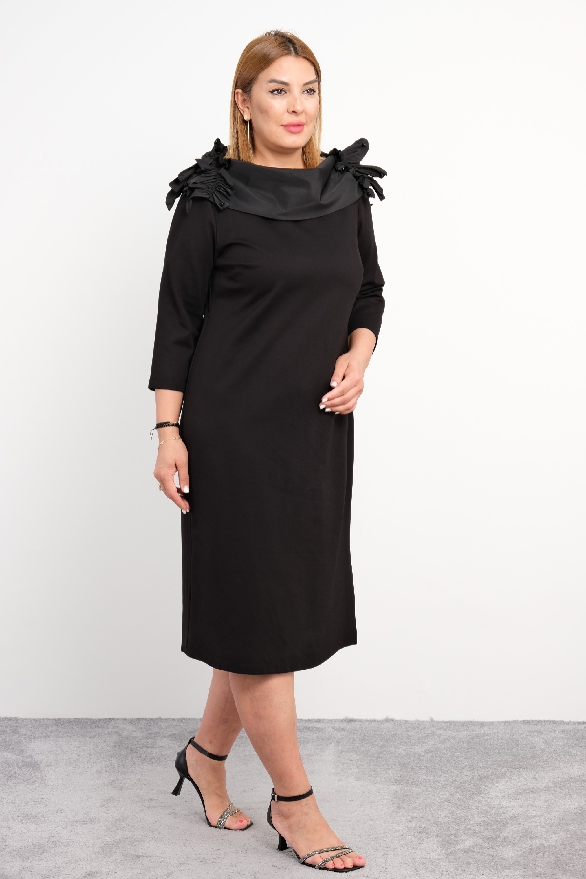 Casual Plus Size Dress-Black