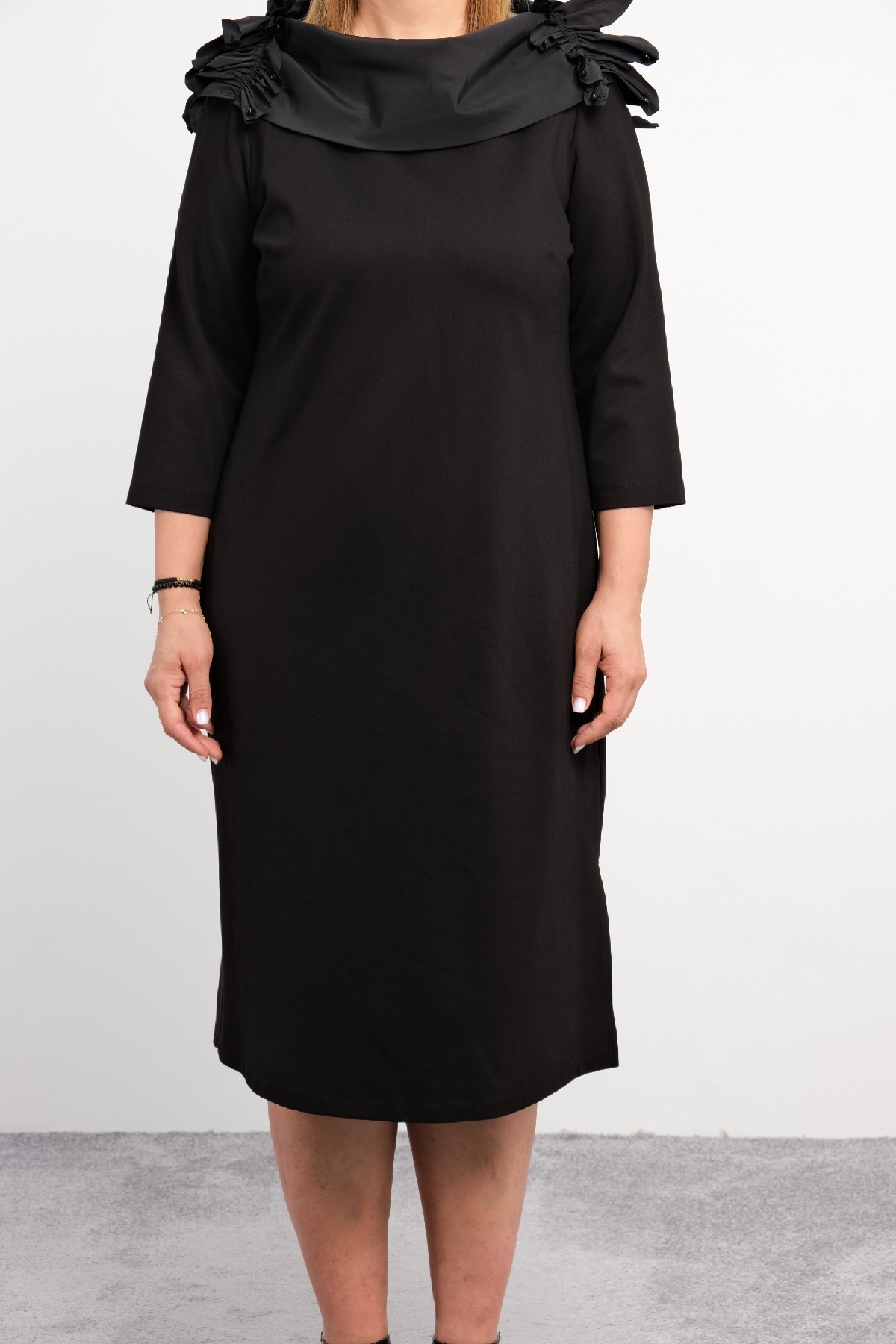 Casual Plus Size Dress-Black