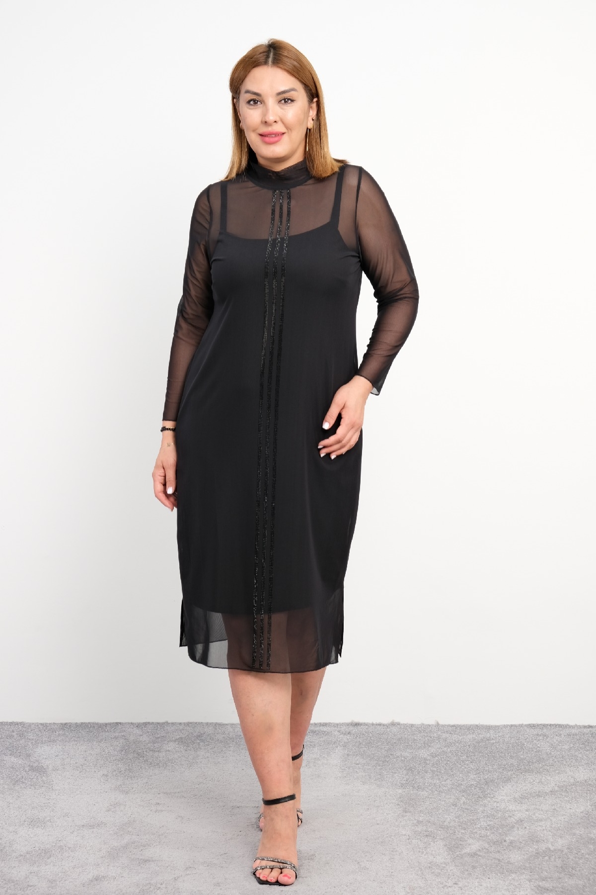 Casual Plus Size Dress-Black