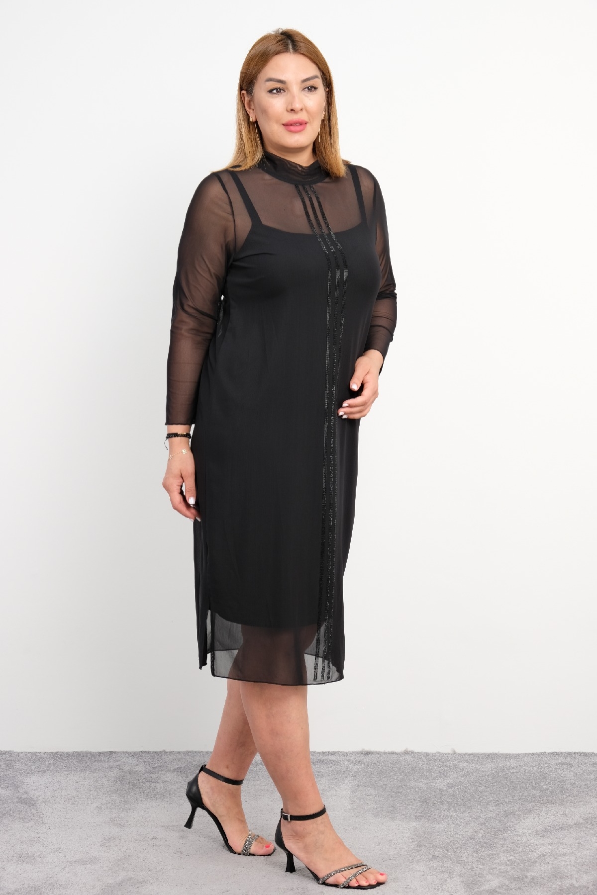 Casual Plus Size Dress-Black