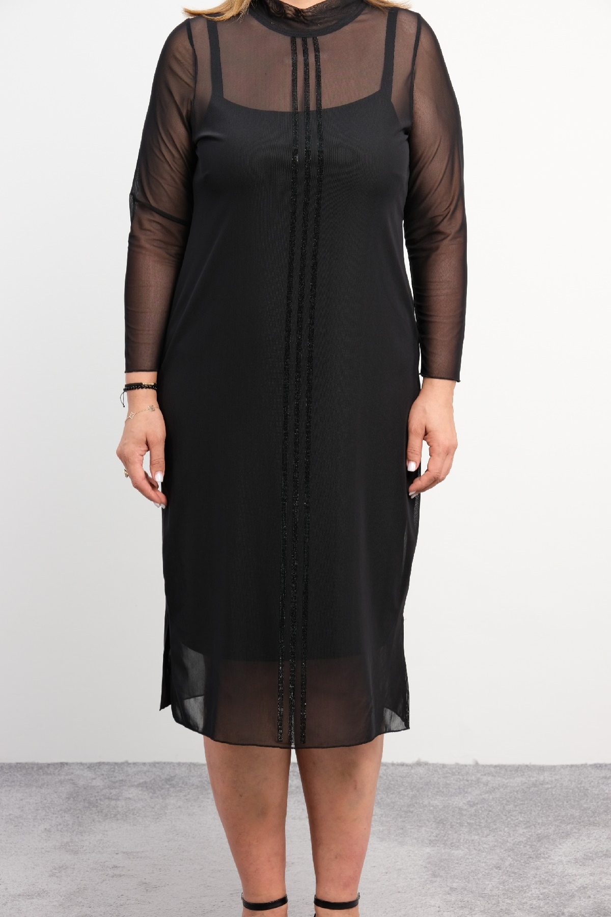 Casual Plus Size Dress-Black