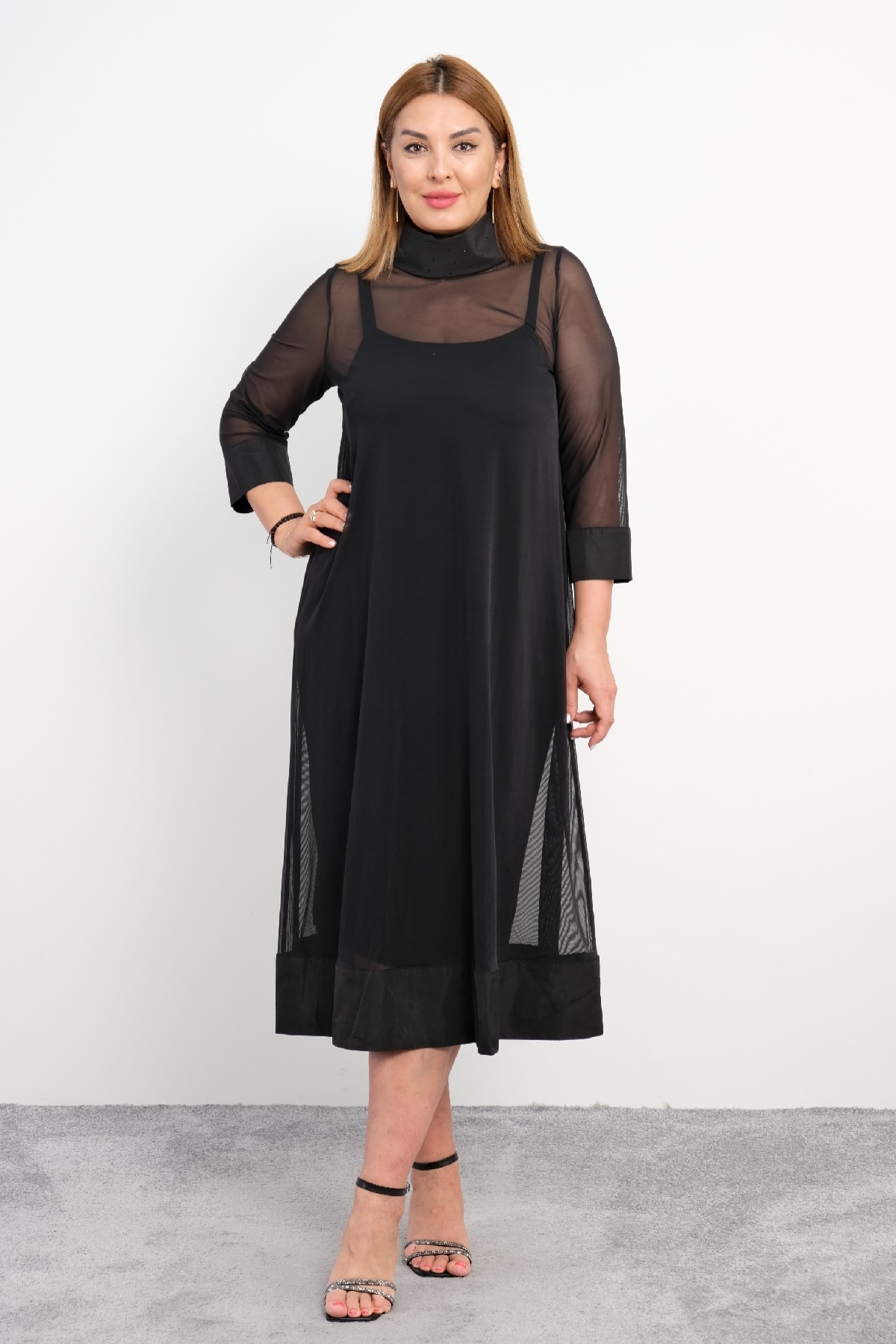 Casual Plus Size Dress-Black