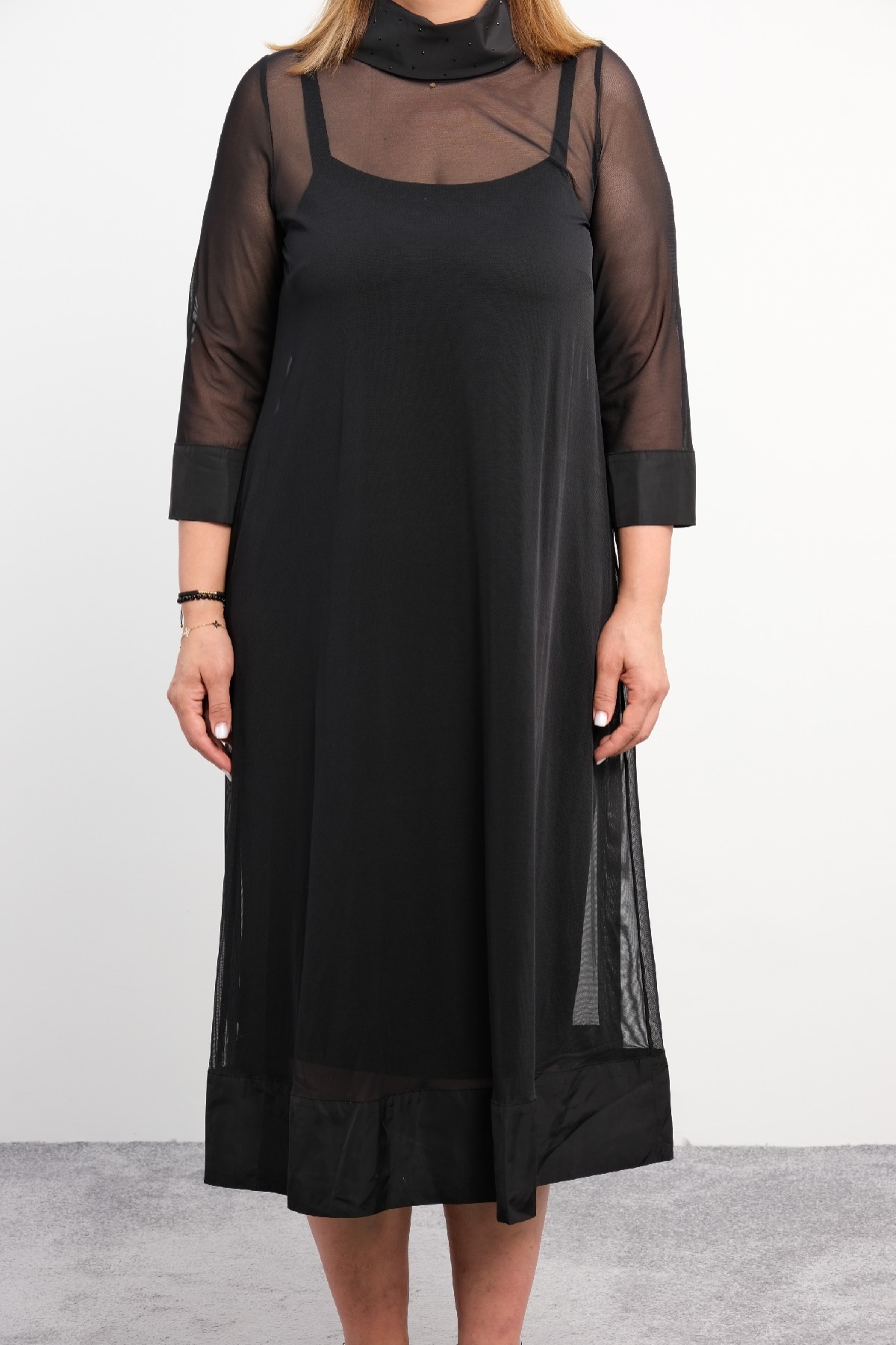 Casual Plus Size Dress-Black