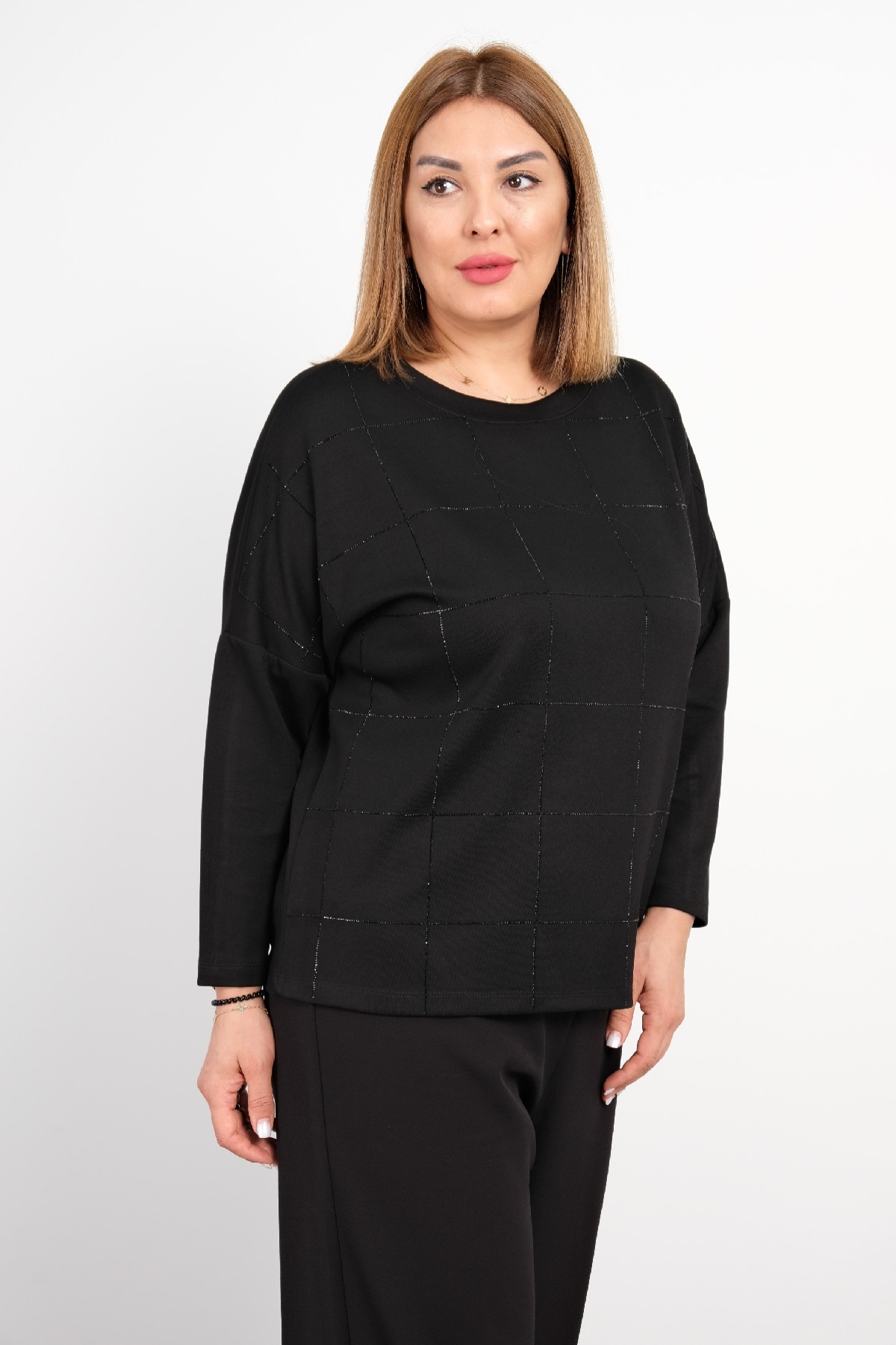 Plus Size Basic Sweatshirt-Black