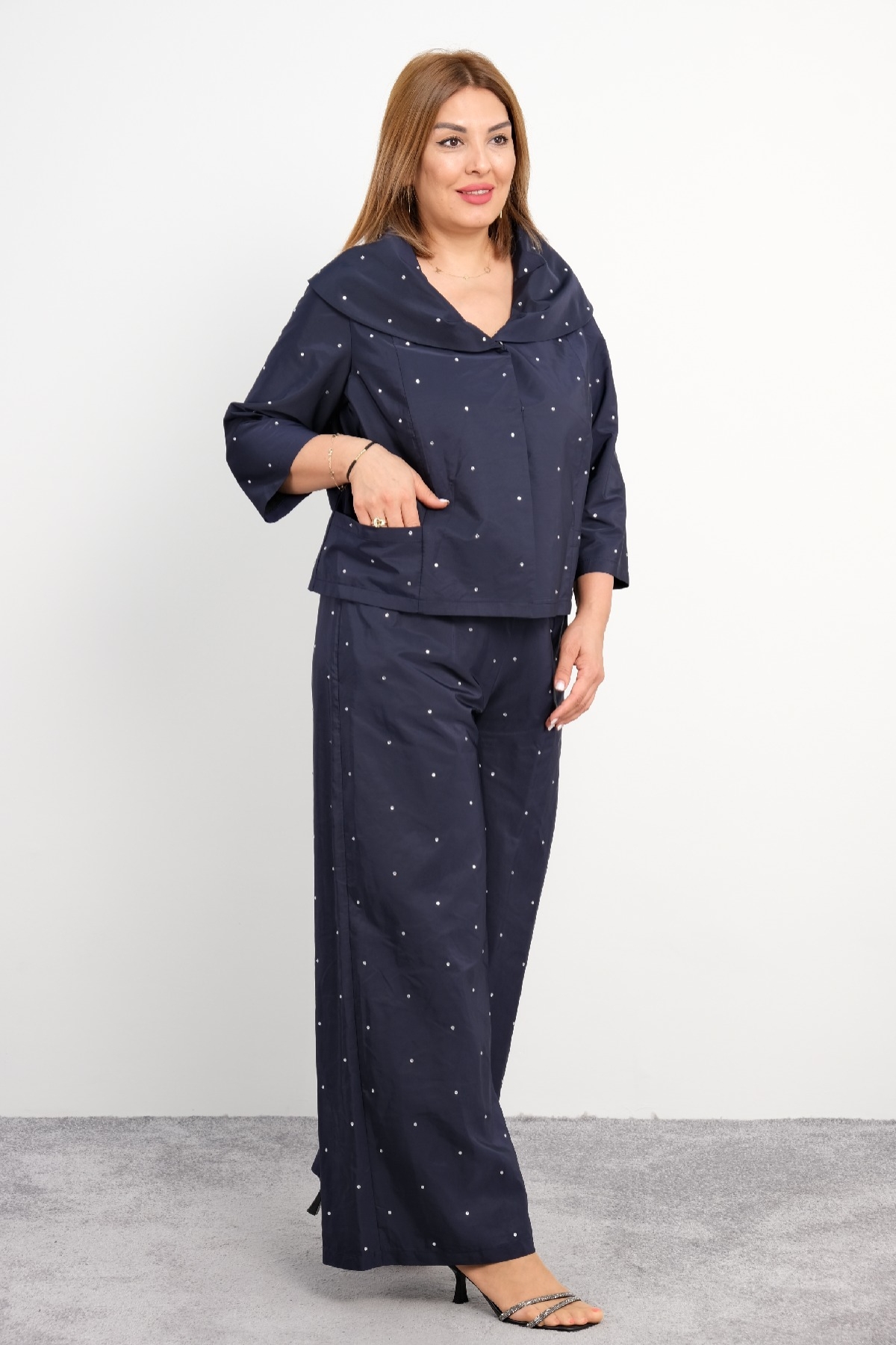 Plus Size Two-Piece Set-Dark Blue