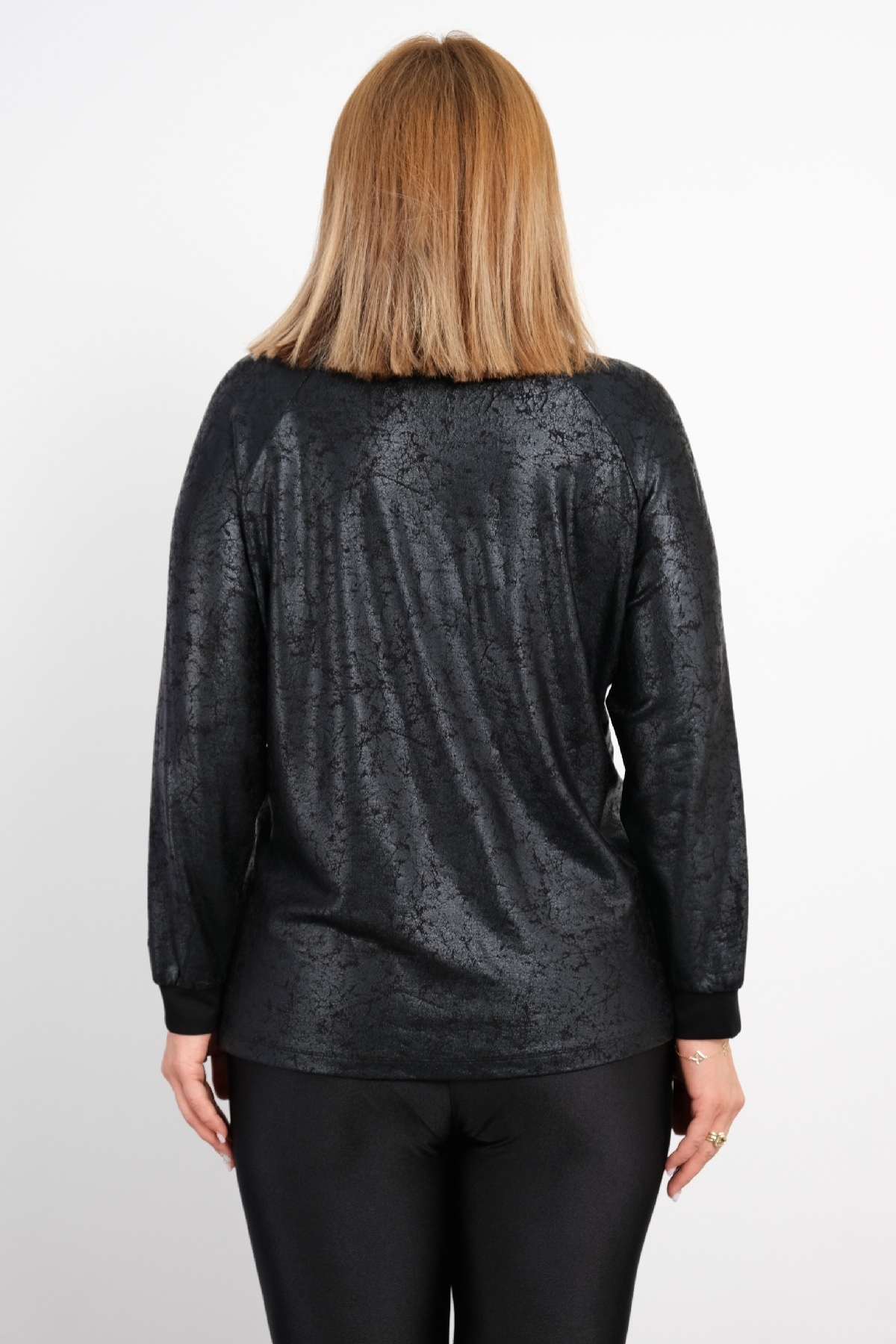 Plus Size Printed Blouse-Black