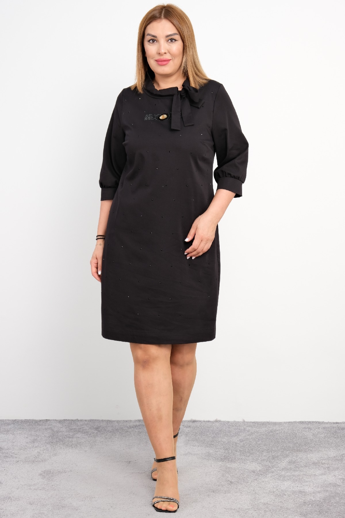 Casual Plus Size Dress-Black