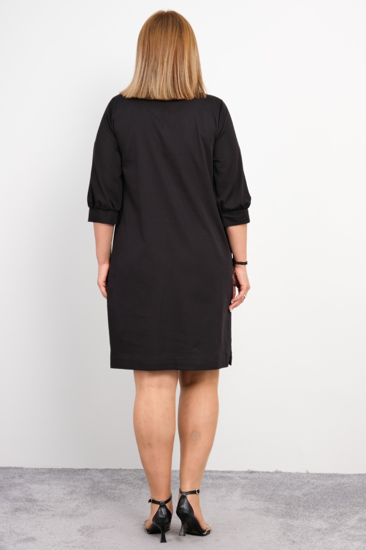 Casual Plus Size Dress-Black