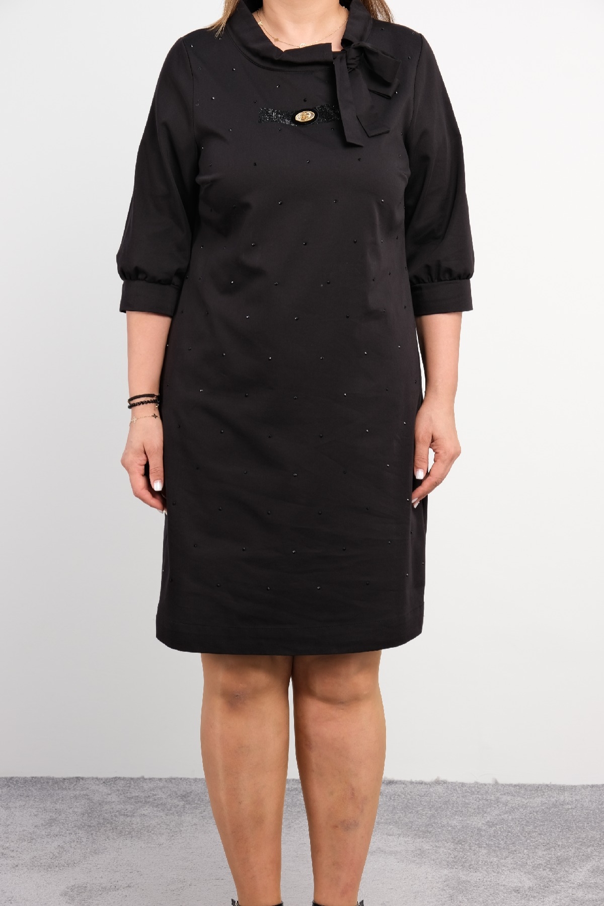 Casual Plus Size Dress-Black