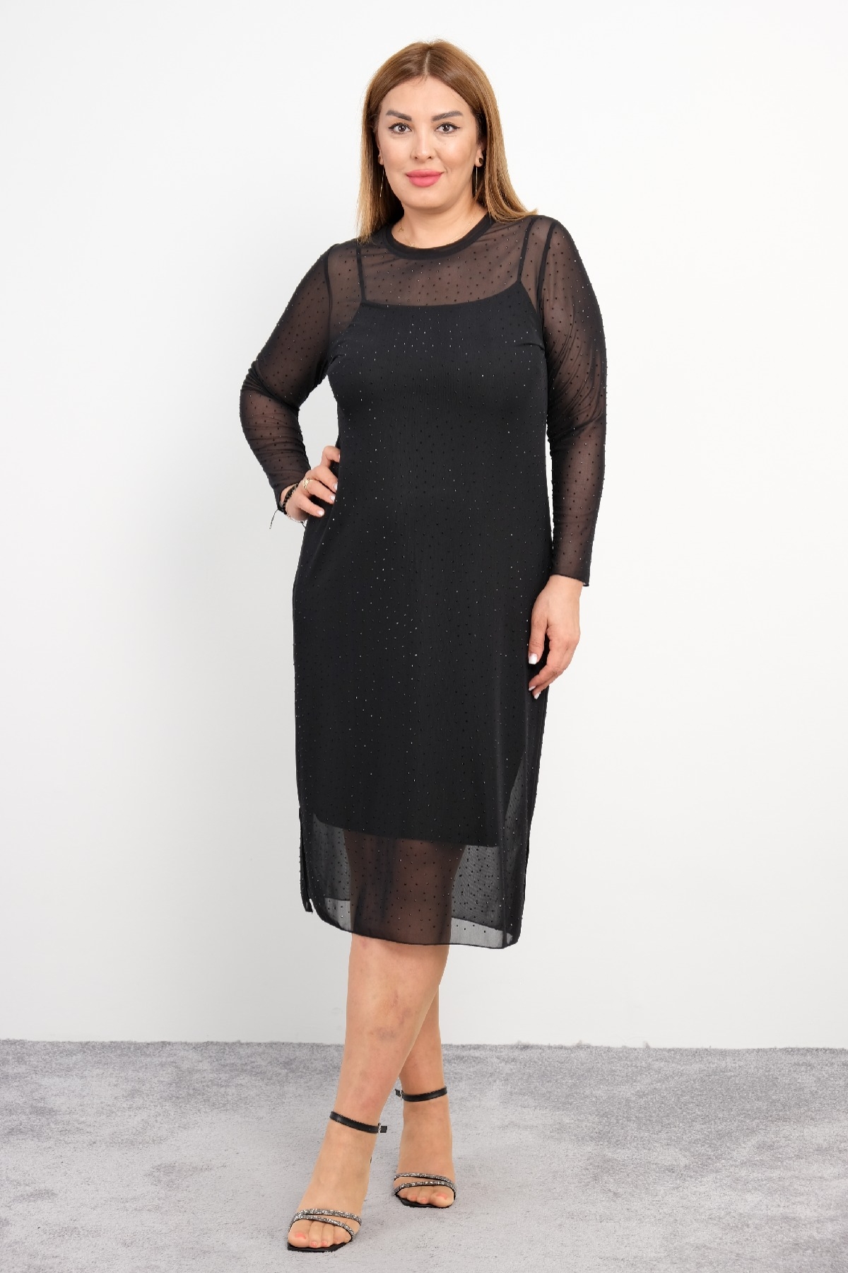 Casual Plus Size Dress-Black