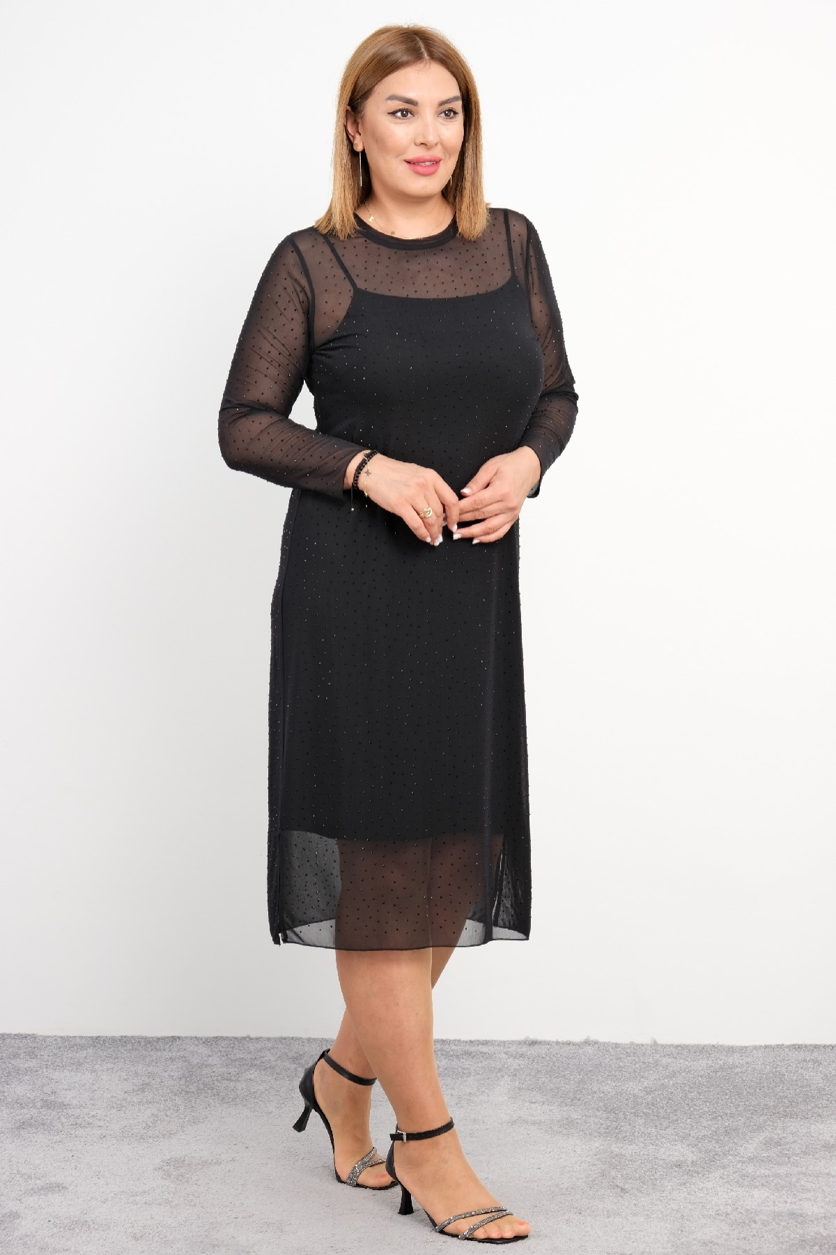 Casual Plus Size Dress-Black