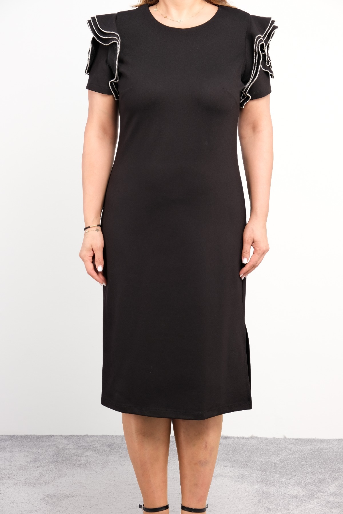 Casual Plus Size Dress-Black