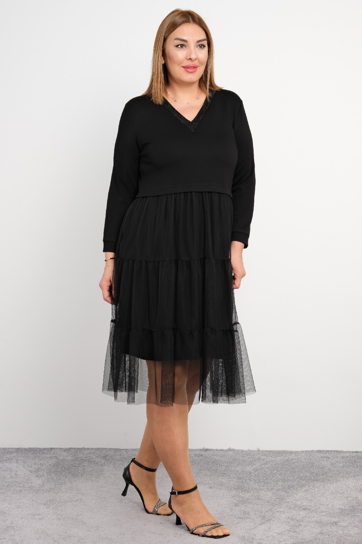 Casual Plus Size Dress-Black