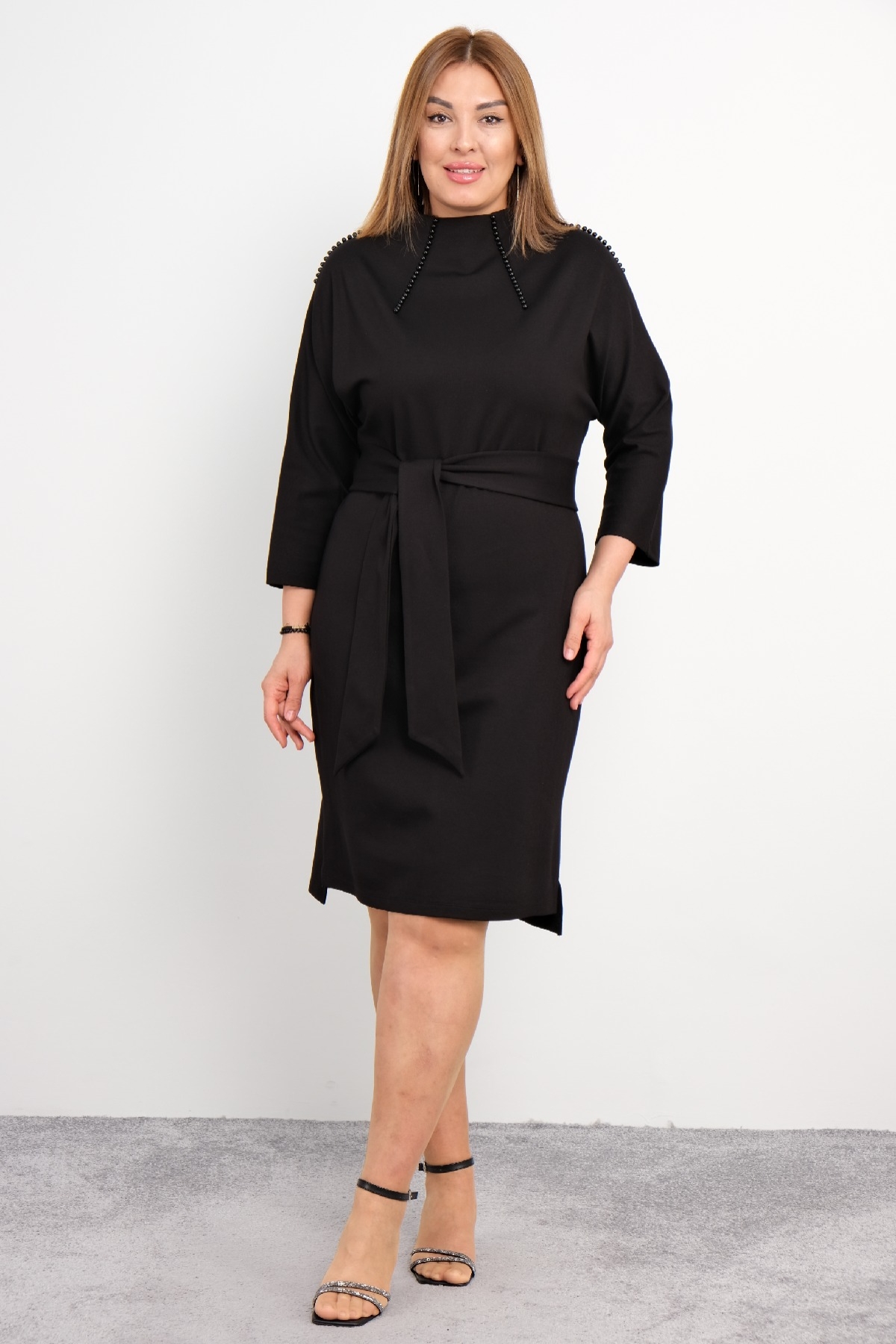 Casual Plus Size Dress-Black